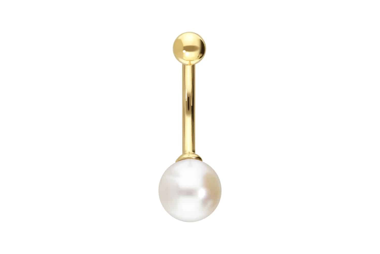 PIERCINGLINE Bauchnabelpiercing 14/18 Karat Gold Bananabell ECHTE FRISCHWASSERPERLE (Bananabells, 1-tlg)