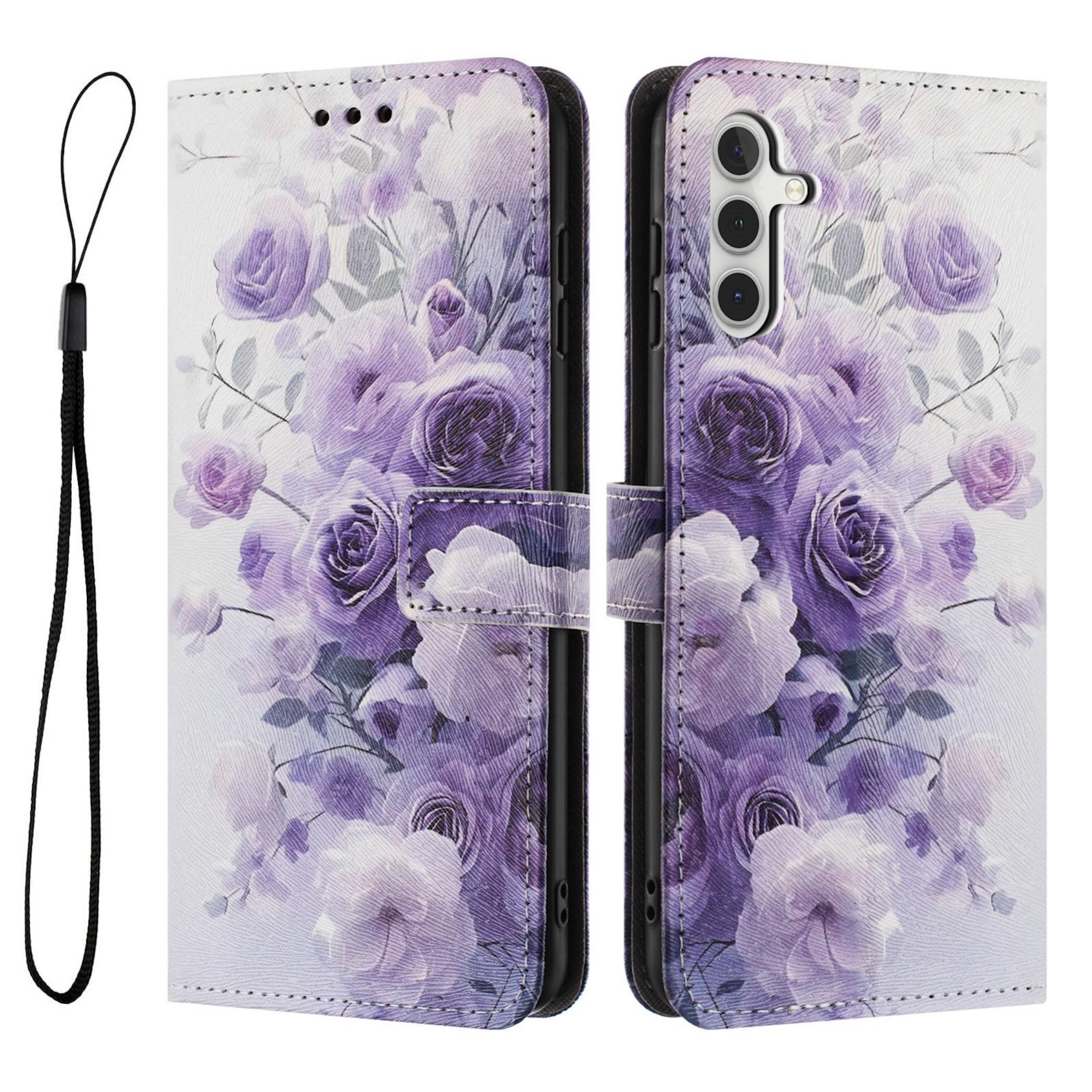 Wigento Handyhülle Für Samsung Galaxy A57 5G Kunstleder Klapp Book Wallet Motiv Schutz, Kartenfächer, Standfunktion
