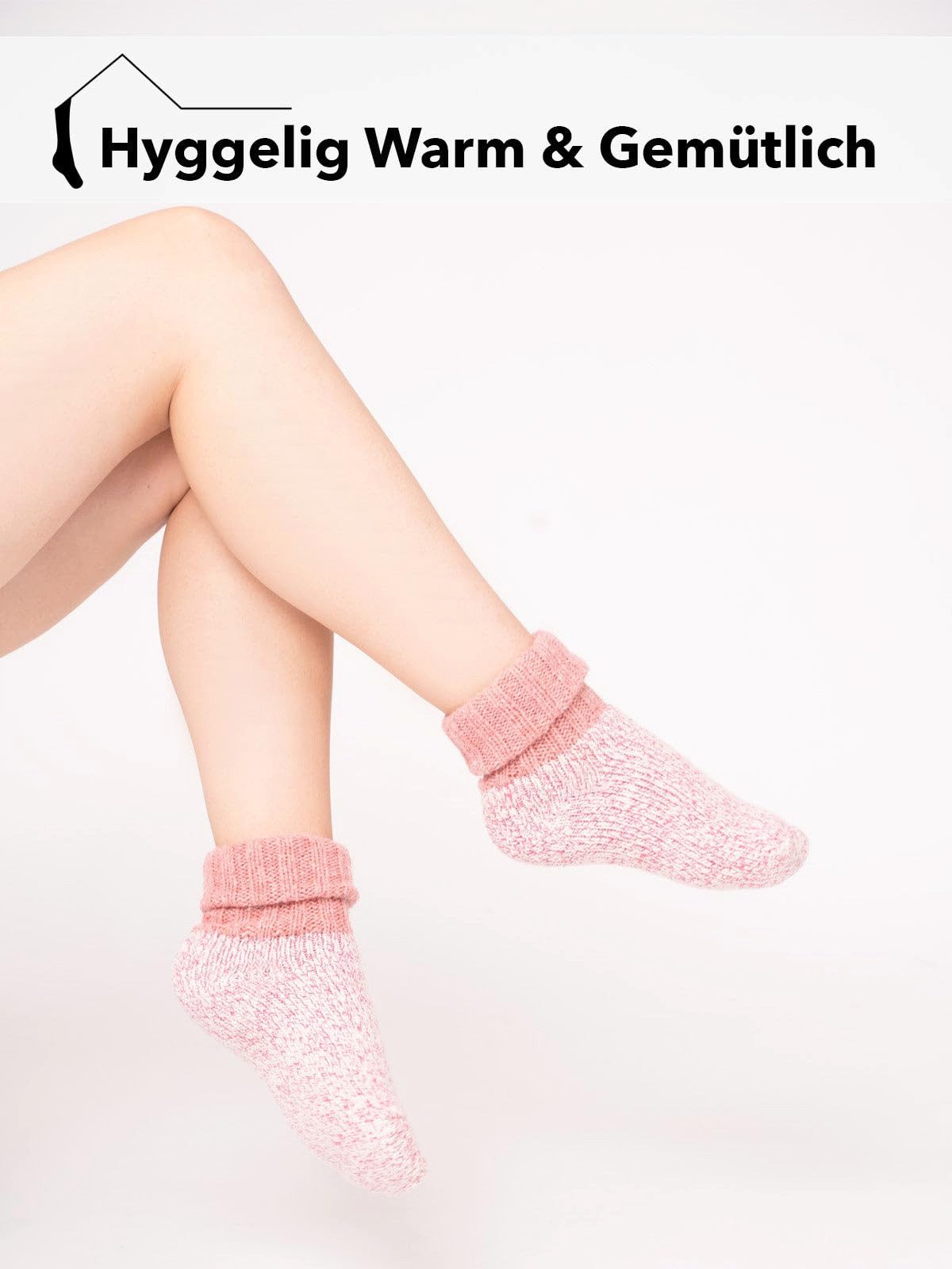 HomeOfSocks Umschlagsocken Baumwoll Wollsocke Weich in Pastell Dicke Socken Hyggelig Warm mit Umschlag und Frottee in Pastellfarben
