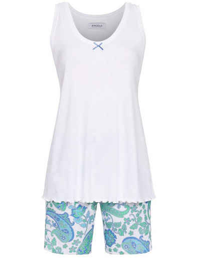 Ringella Shorty Damen Schlafanzug Pyjama "Floral Paisley" 2211325 - Weiß / Mint / Blau (2 tlg)