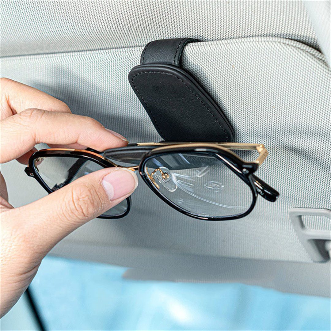 L.Ru UG Brillengestell Auto-Visier-Sonnenbrillenhalter, magnetischer  Kunstleder-Brillenrahmen-Clip, Auto-Sonnenblende
