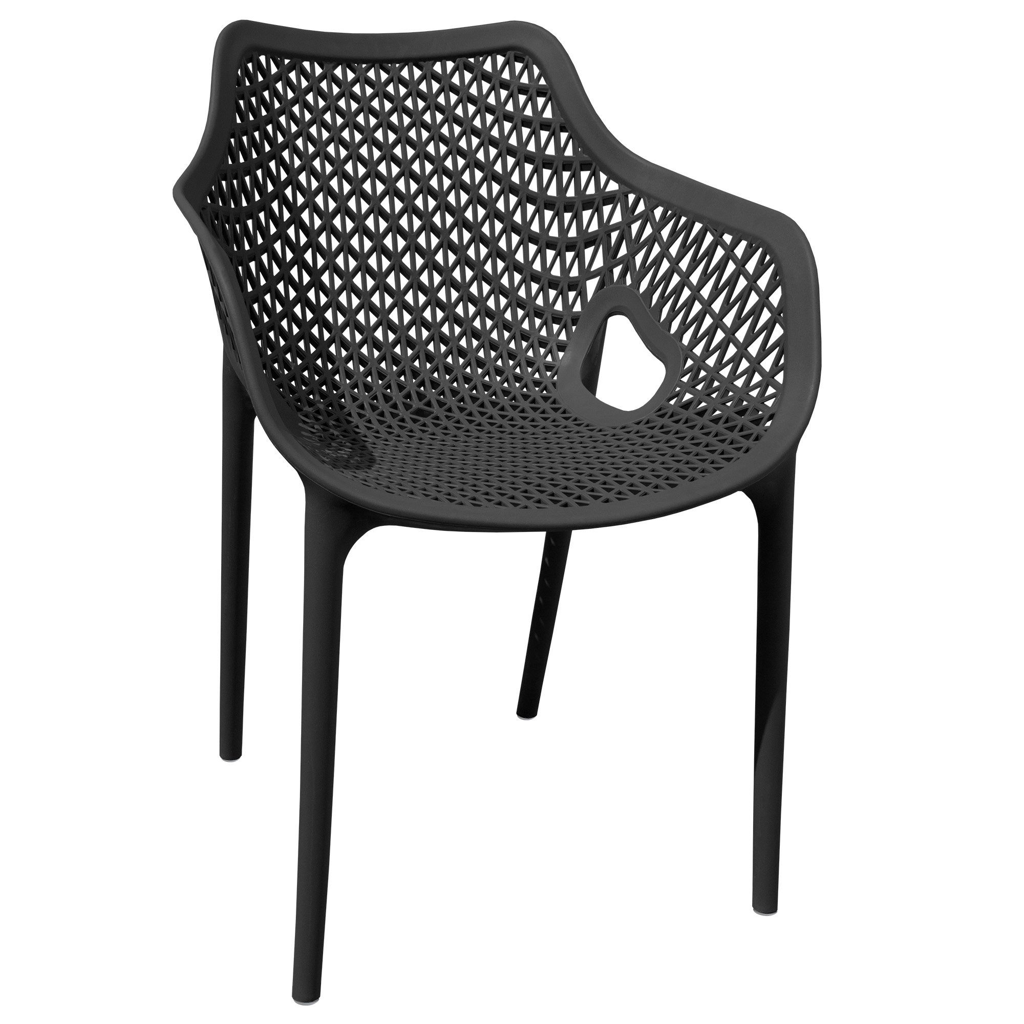 TRISENS Gartenstuhl Mark (1, 2, 3 oder 4 Stühle je nach der Wahl, 1 St), Terrassenmöbel aus einem Guss Stapelstuhl für Außen- und Innenbereich Schwarz