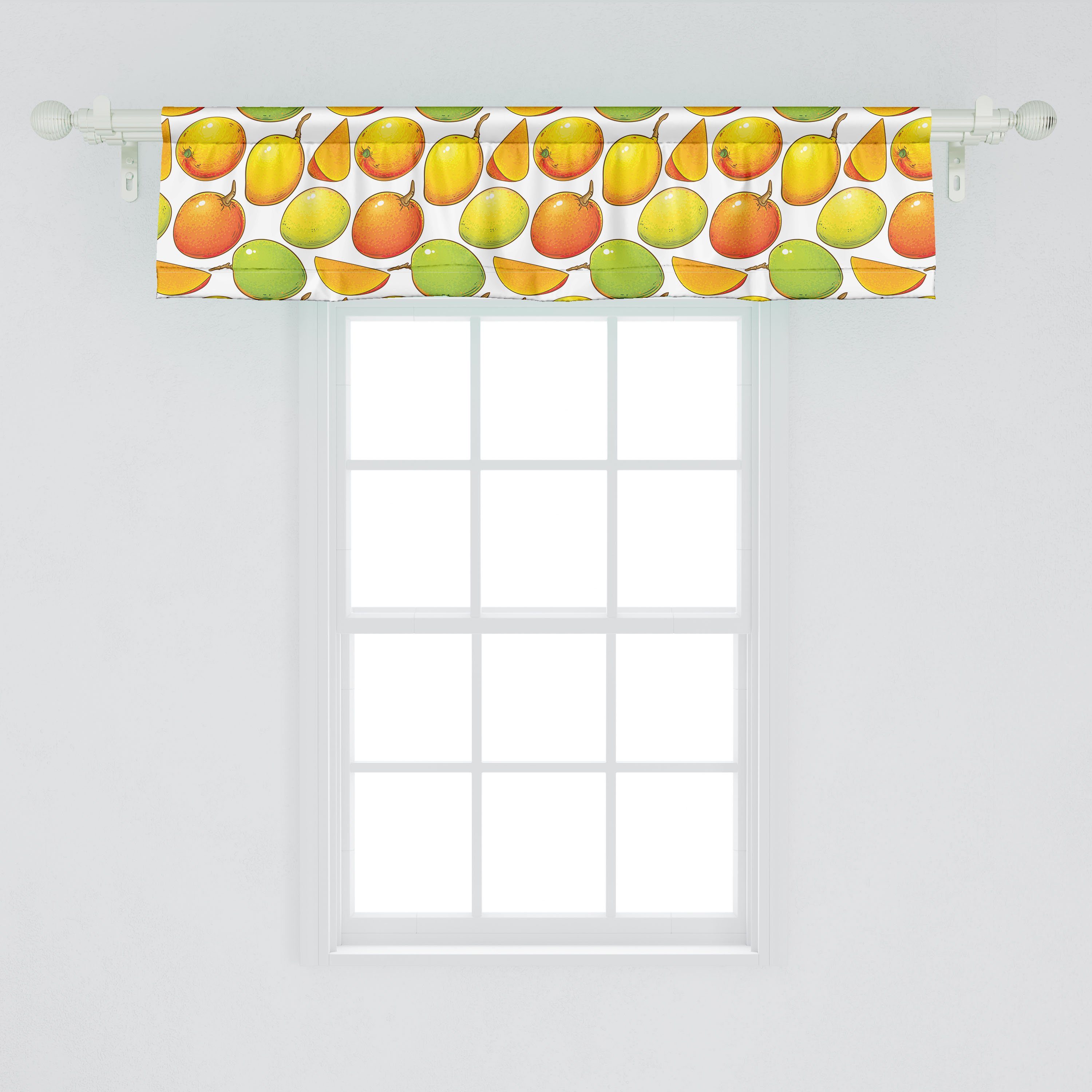 Scheibengardine Vorhang Volant Dekor Küche Microfaser, für Abakuhaus, Frucht Schlafzimmer Tropische Stangentasche, mit Mango
