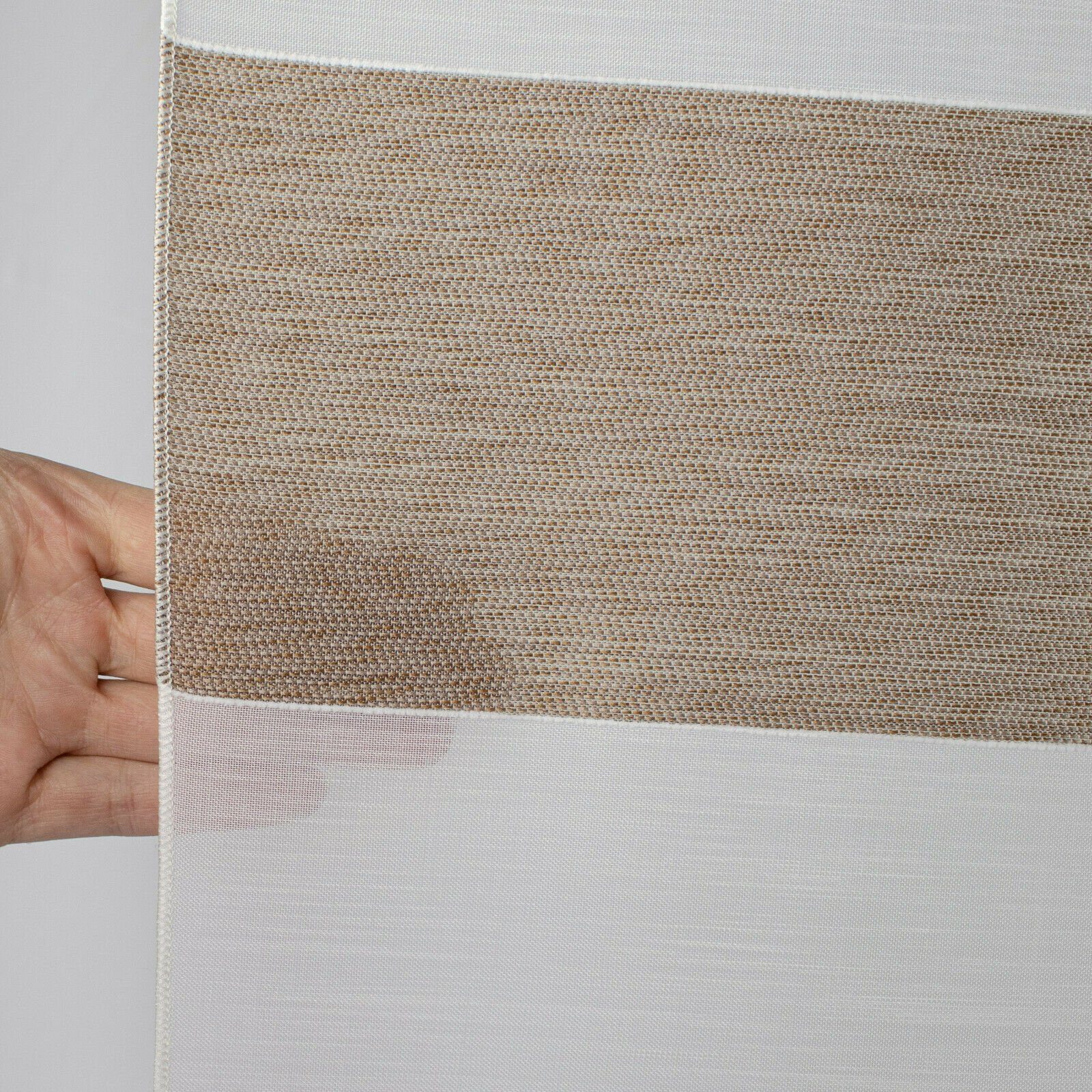 Clever-Kauf-24 Scheibengardine 4-teiliges Mini-Flächenvorhang-Set in beige weiß 2291-13, Stangendurchzug, halbtransparent, Store