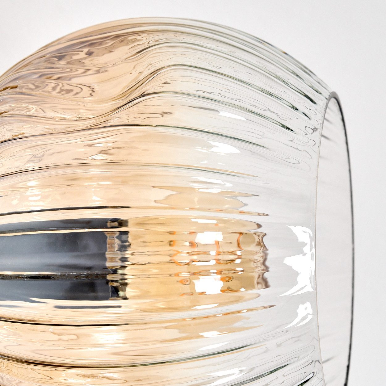 hofstein Stehlampe Stehlampe aus Metall/Riffelglas in Schwarz/Bernsteinfarben/Klar, ohne Leuchtmittel, Stehleuchte Retro/Vintage, Ø Schirme 15 cm, Fußschalter, 160 cm, E14