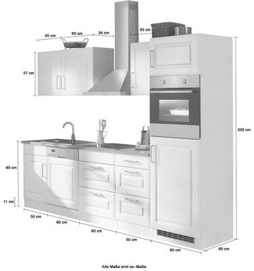 HELD MÖBEL Küchenzeile Stockholm, Breite 280 cm, mit hochwertigen MDF Fronten im Landhaus-Stil