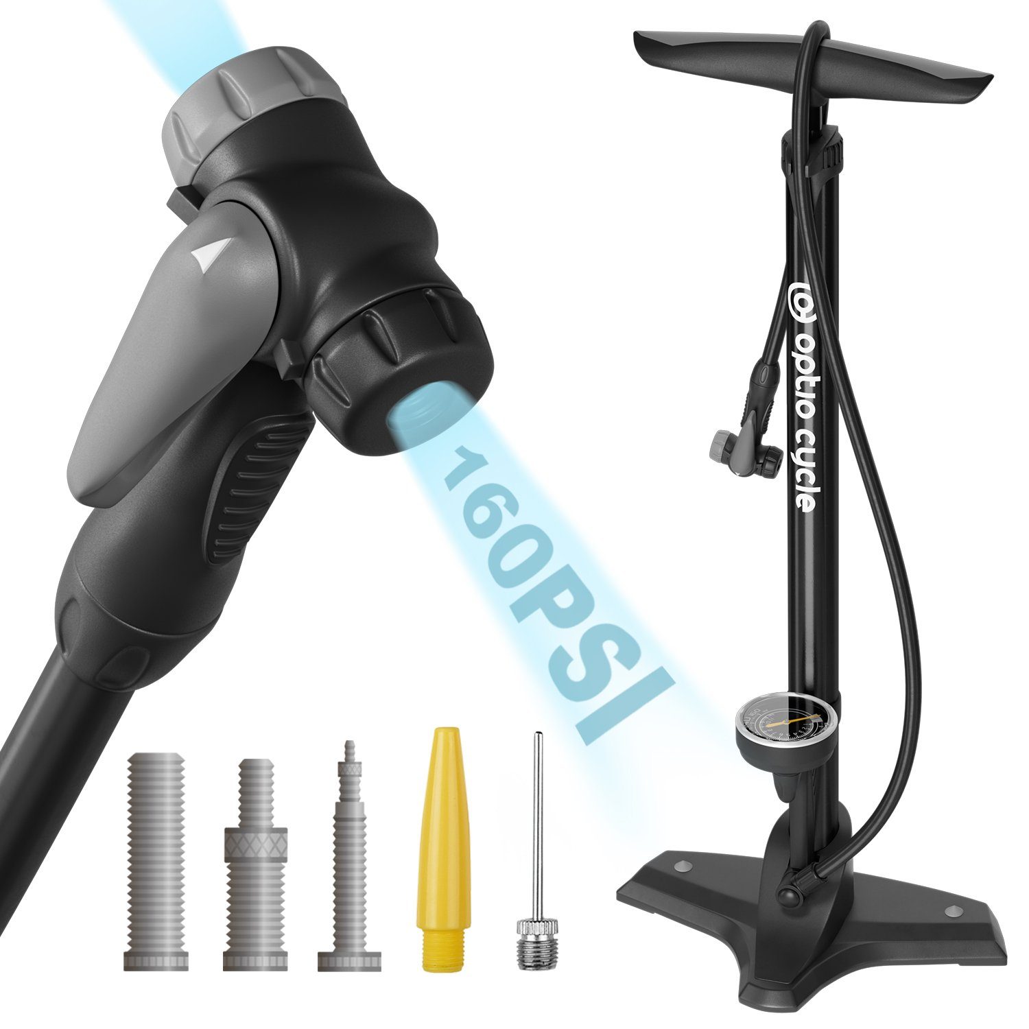 Fahrradpumpe Fahrradpumpe für alle Ventile Luftpumpe, Standpumpe mit Manometer