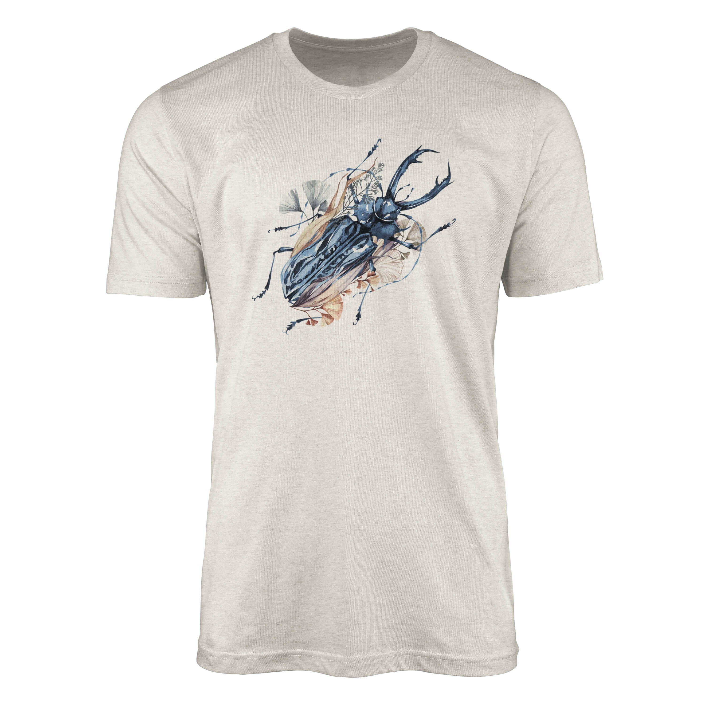 Art Farbe (1-tlg) Motiv T-Shirt Nachhaltig 100% Sinus Shirt T-Shirt Ökomode Aquarell Bio-Baumwolle Käfer Herren Organic
