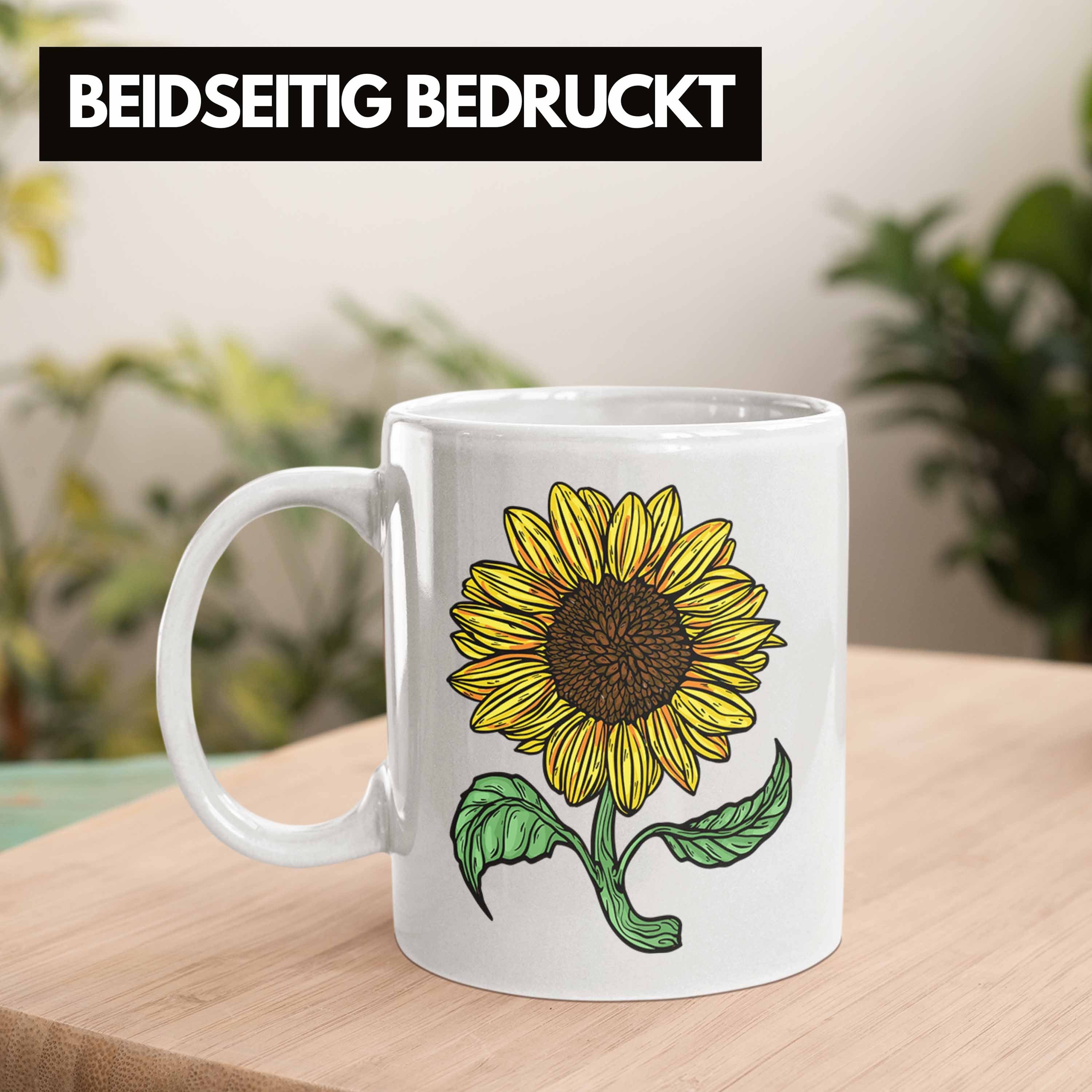 Tasse Geschenk für Lustige Sonnenblumenliebhaber Tasse Weiss Sonnenblume Trendation