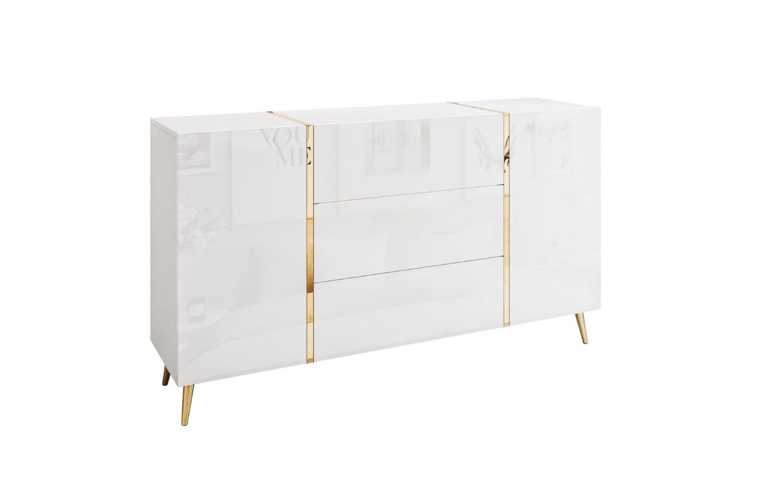 ALLHOUSE24 Kommode DIAMANT 158 cm Breite Hochglanz GOLD Sideboard Мебель BERLIN