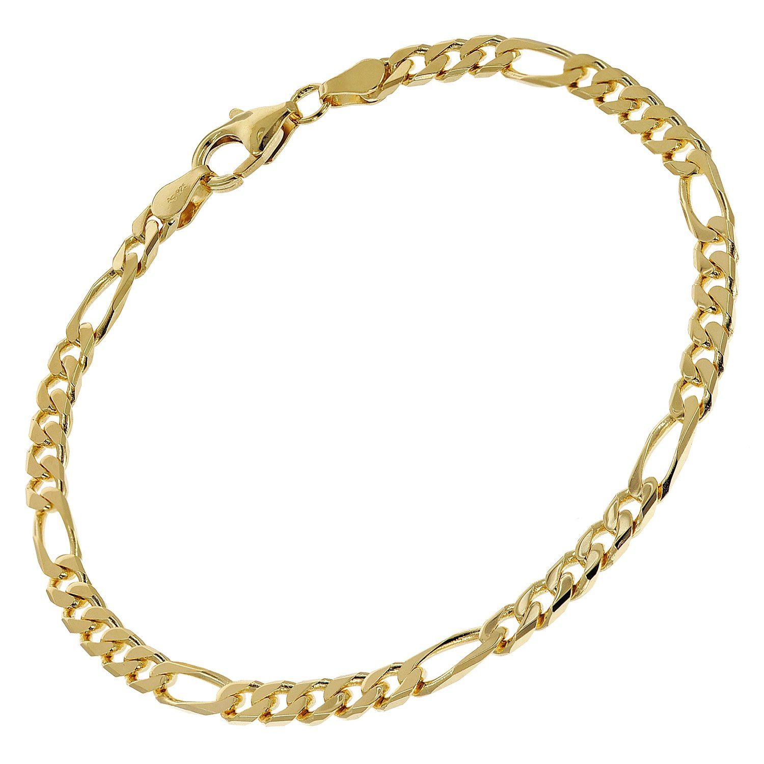 trendor Gliederarmband Gold auf Silber 925 Figaro Breite 4,3 mm | Silberarmbänder