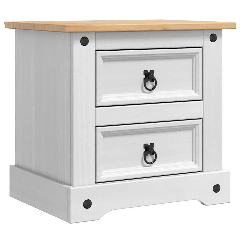 vidaXL Nachttisch Nachttisch Corona Weiß 53 x 39 x 47 cm Massives Kiefernholz (1-St)