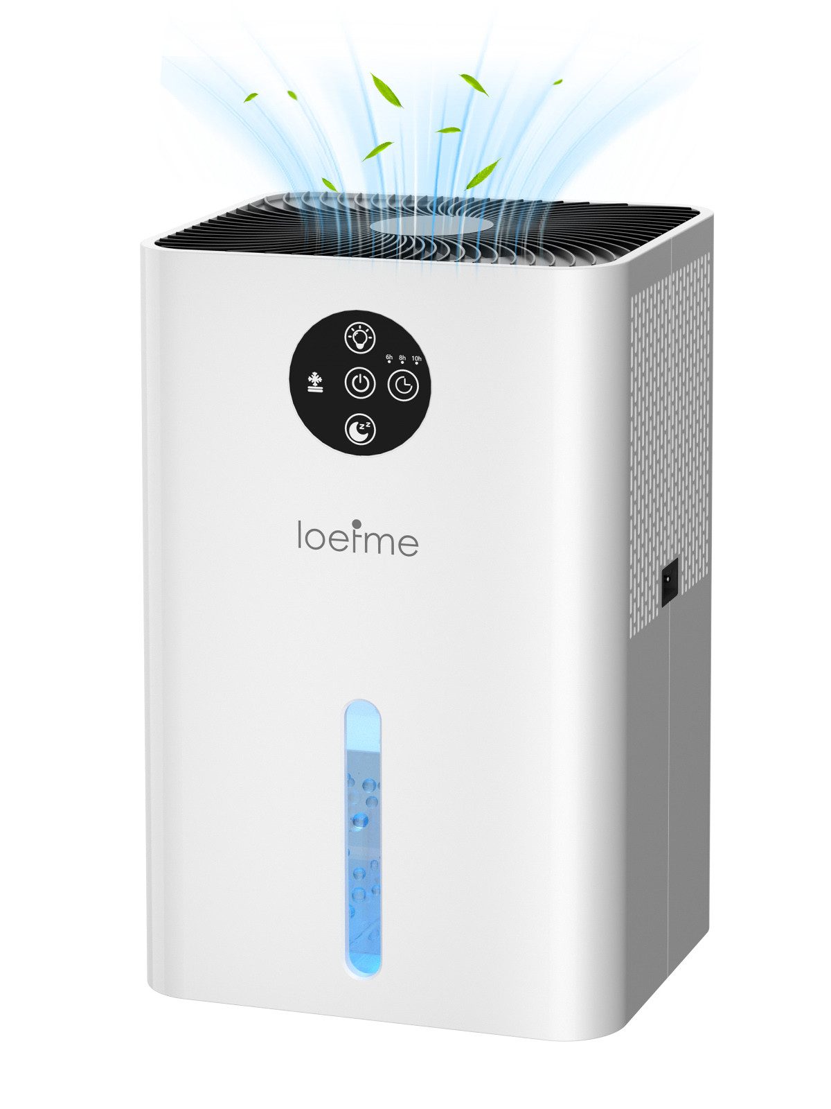 loefme Luftentfeuchter Elektrischer Luftentfeuchter, mit 1800ml Tank, 35dB Schlafmodus, Entfeuchtung 0,45 l/Tag, Tank 1,8 l, Nachtlicht, Timer, automatische Abschaltung & Abtauung, kompakt
