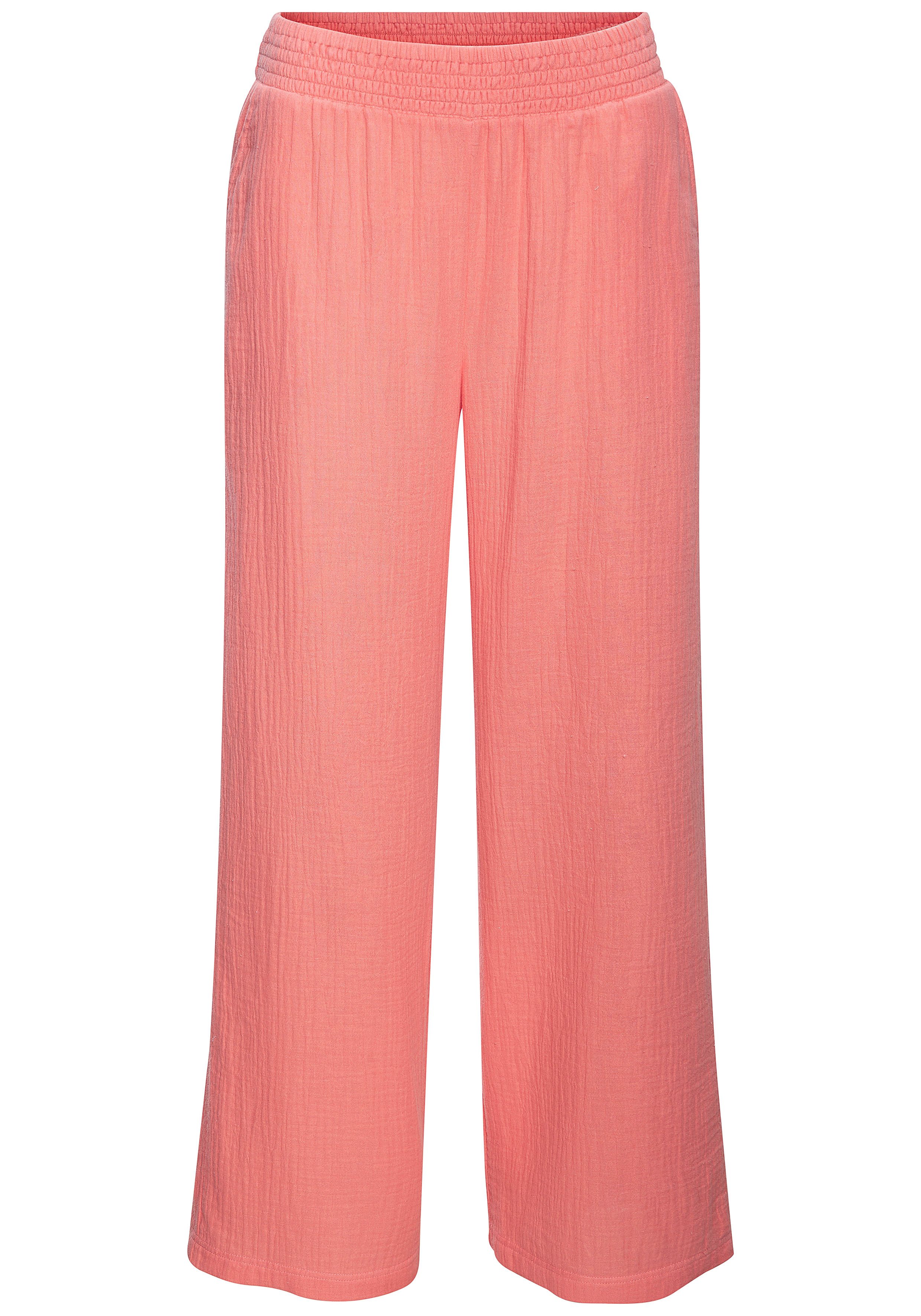 Beachtime by Lascana Schlupfhose aus weicher Musselinware mit elastischem Bund lange Musselinhose, luftige Strandhose mit weitem Schnitt, Sommerhose