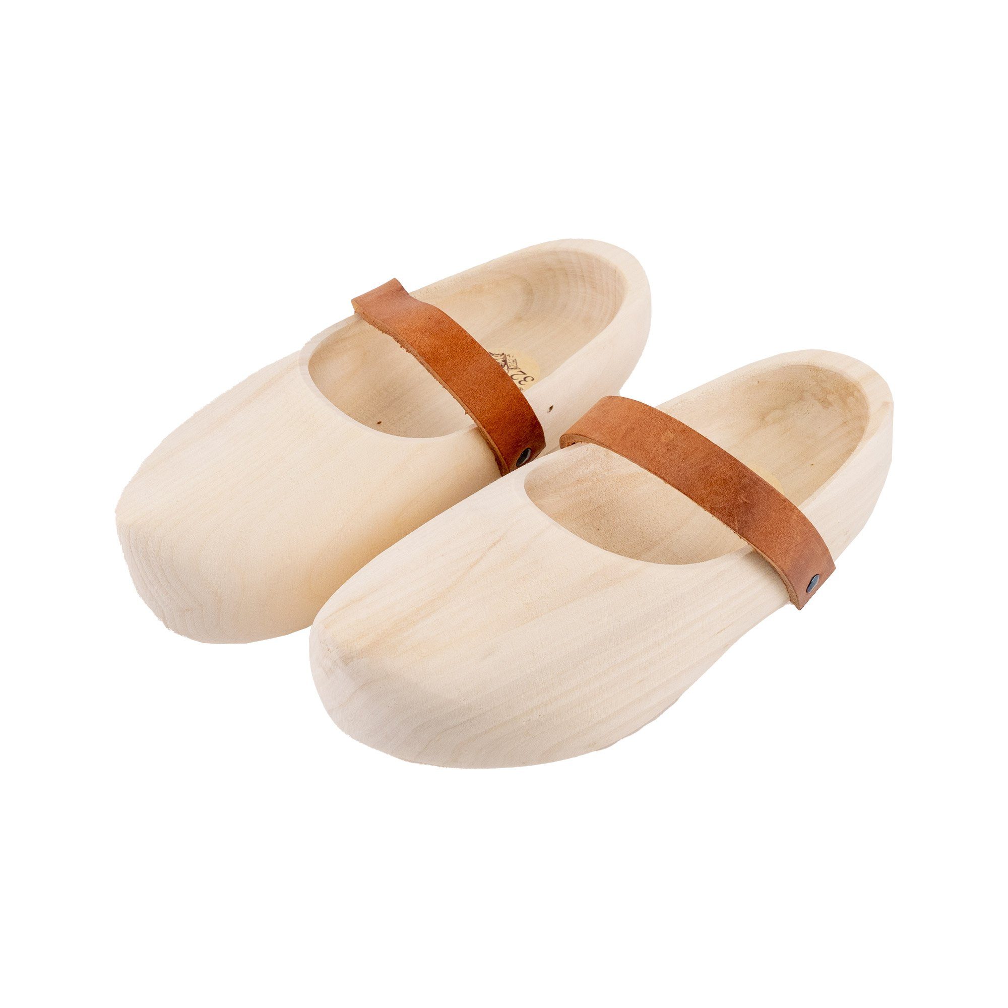 Vehi Mercatus Holzschuhe für Kinder mit Lederriemen 28 Hüttenschuhe