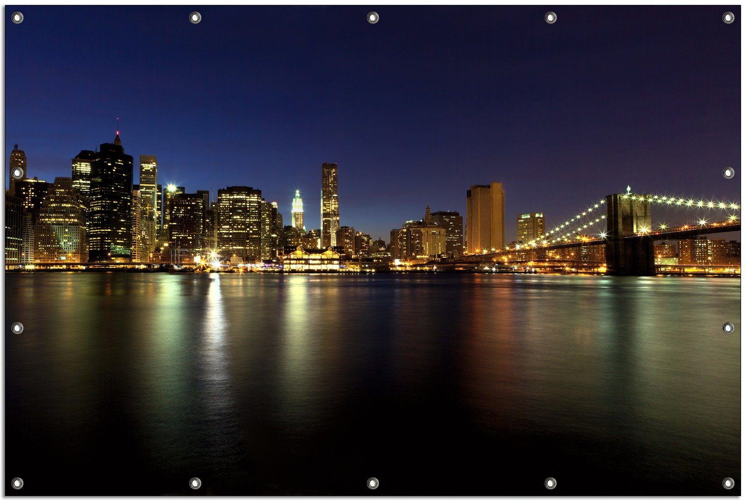Wallario Sichtschutzzaunmatten New York Skyline - Brooklyn Bridge und Manhattan am Abend