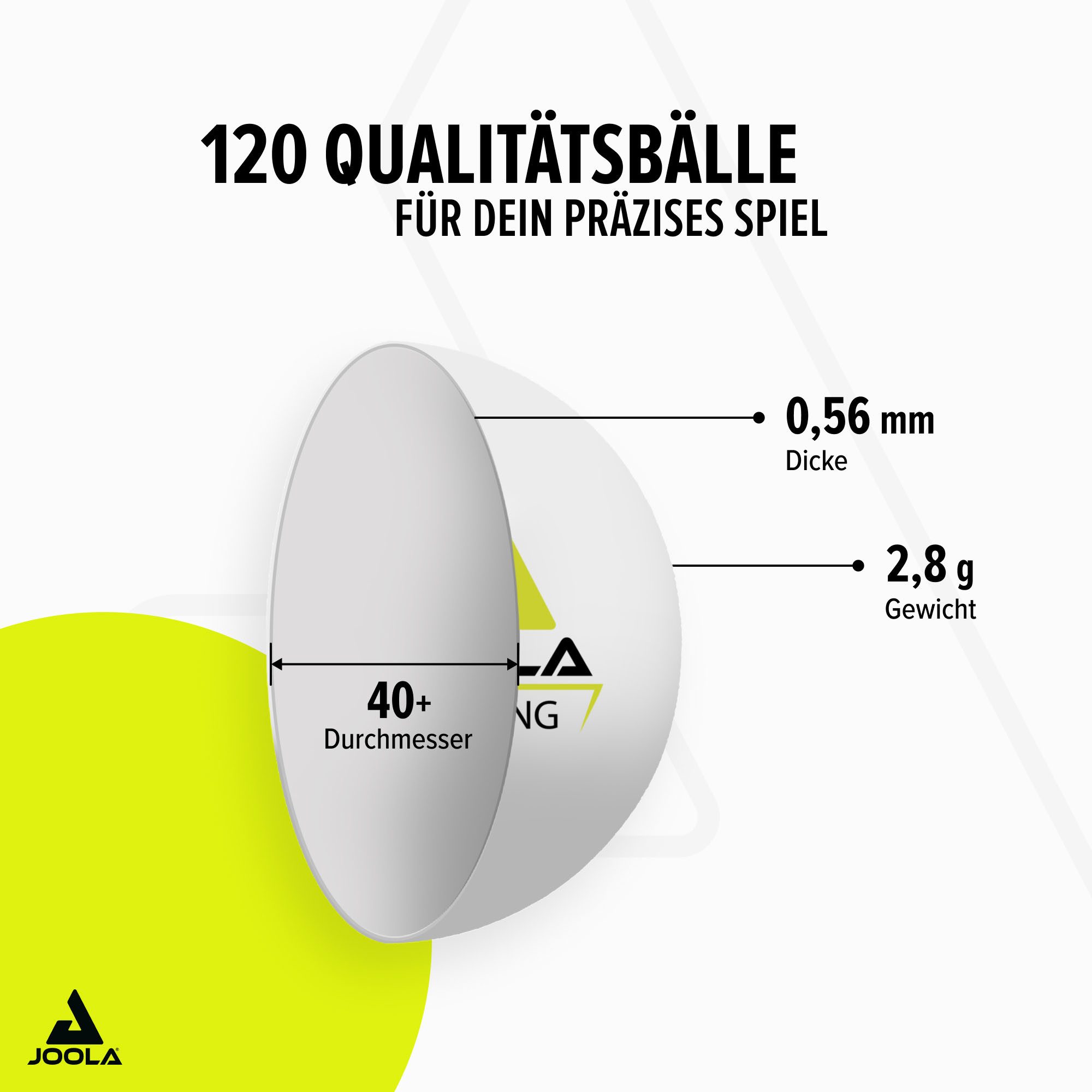 Joola Tischtennisball Joola Training 40+ 120er Karton (Packung, 120-St)