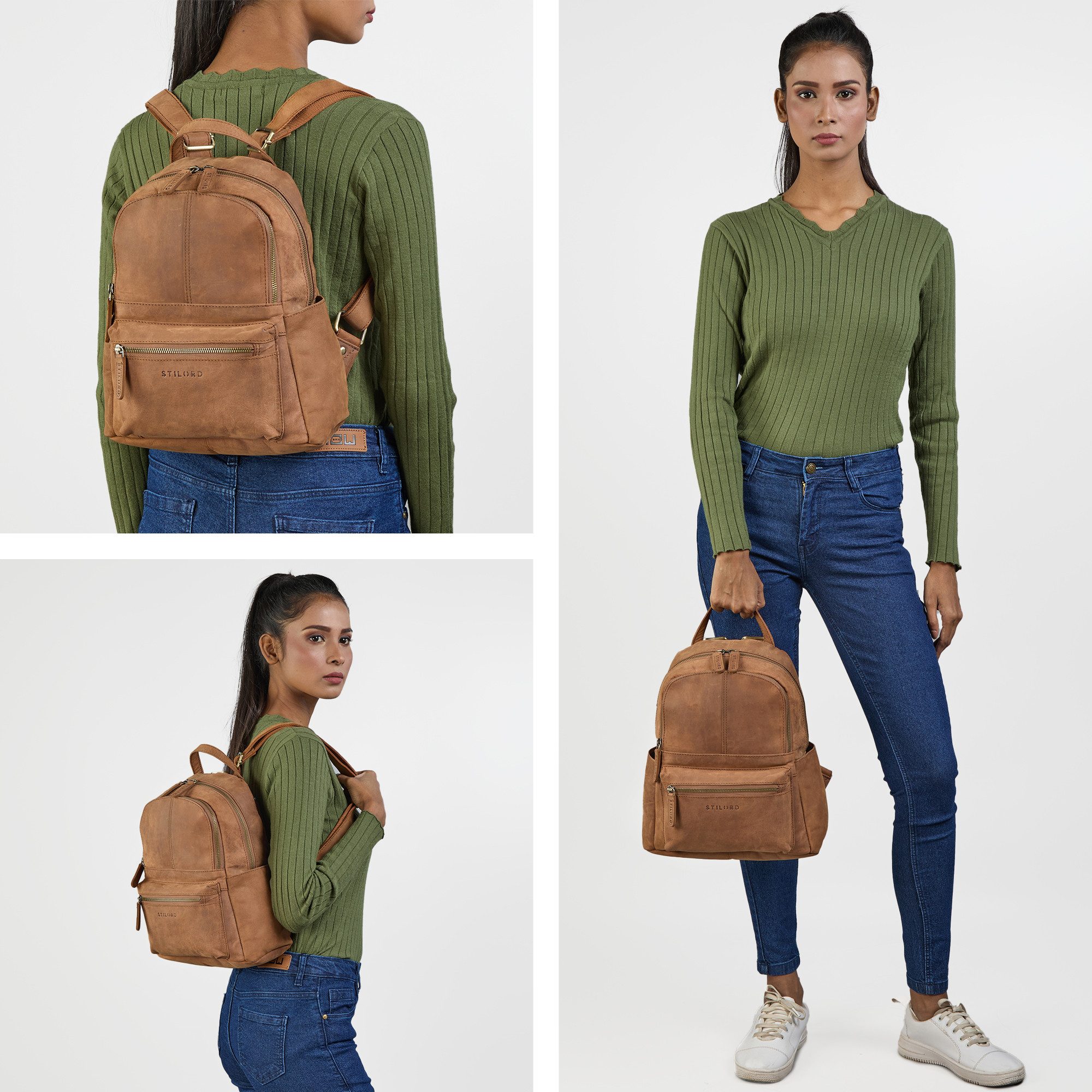 STILORD Cityrucksack "Berry" City Rucksack Damen Leder Klein 13 Zoll günstig online kaufen