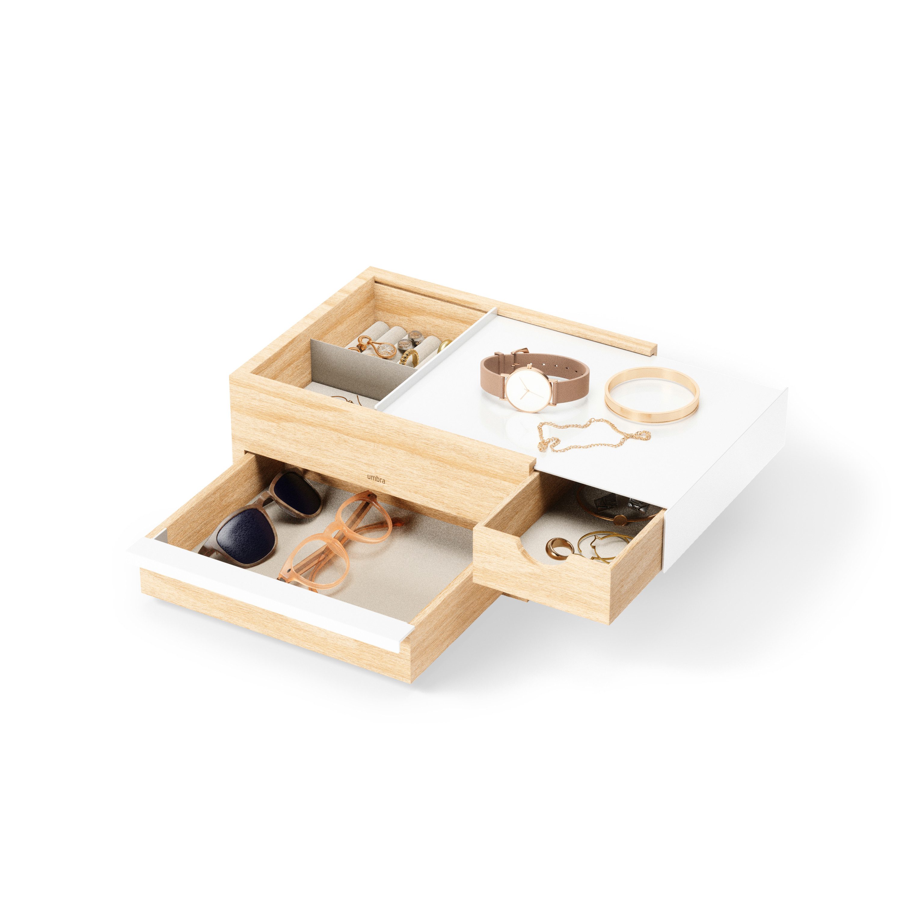 Umbra Schmuckkasten Umbra Stowit Aufbewahrungsbox Weiss/Natur günstig online kaufen