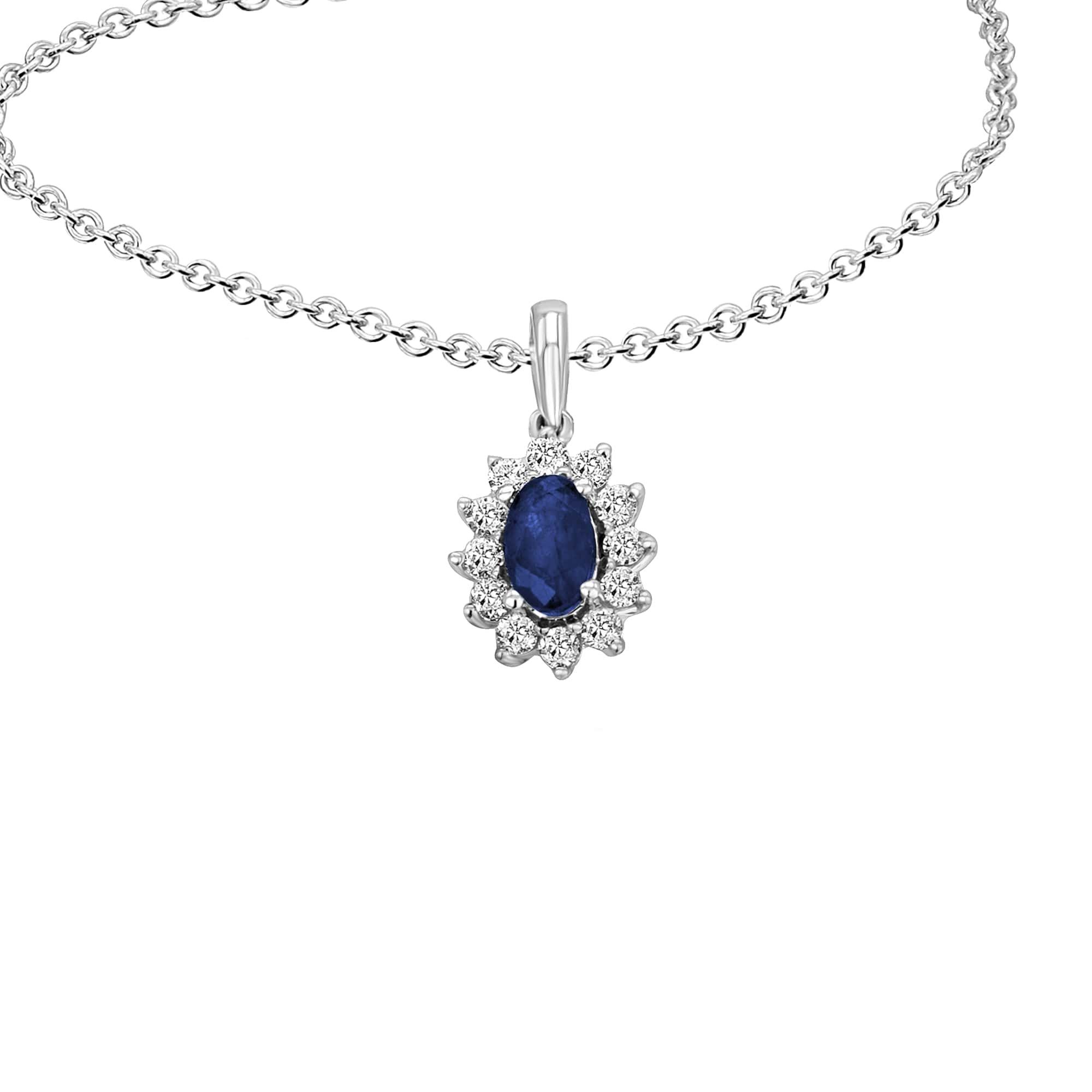 ONE ELEMENT Kettenanhänger 0,15 ct Diamant Brillant Safir Anhänger aus 585 Weißgold, Damen Gold Schmuck