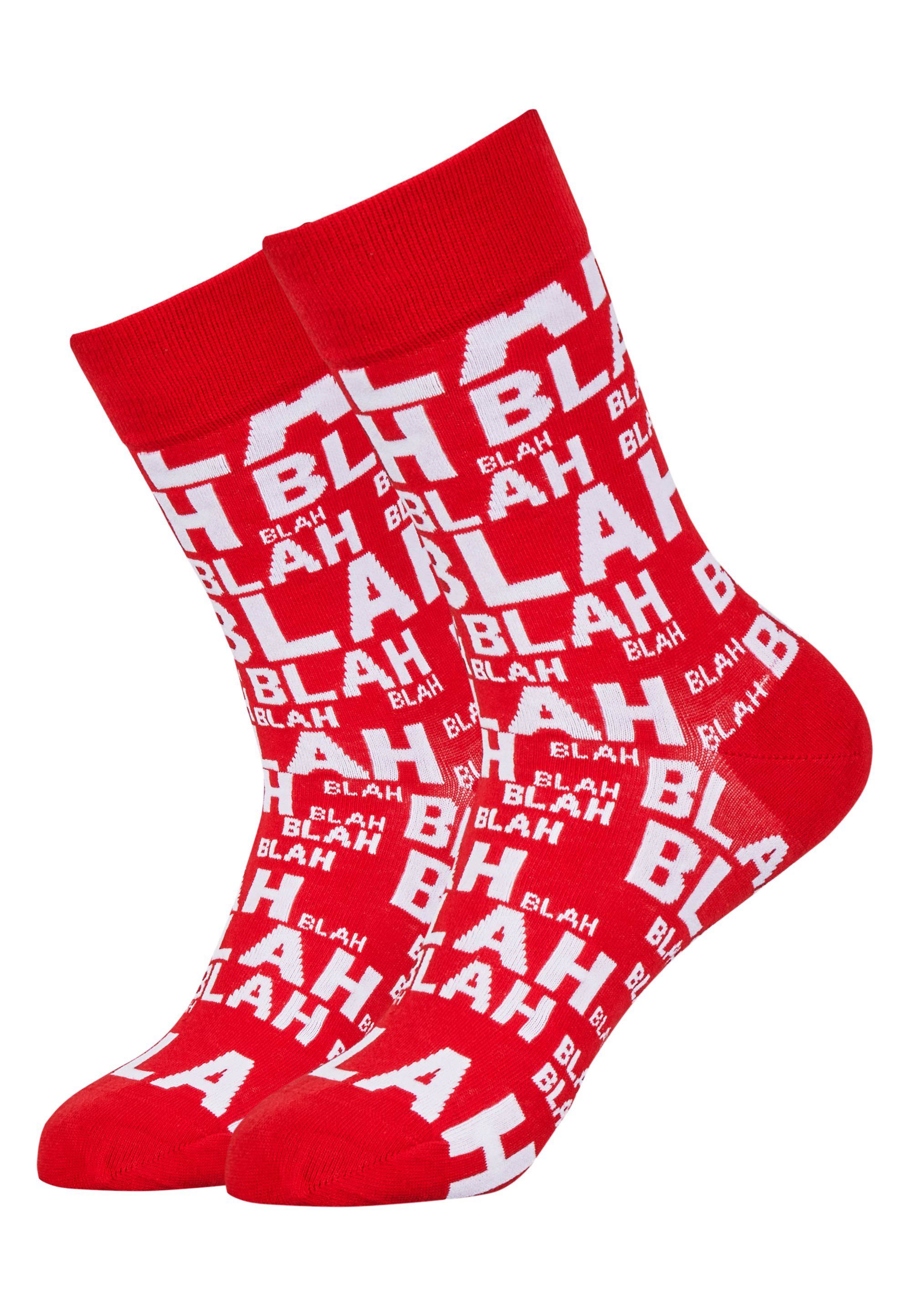- rot mit UNHINGED (3-Paar) Socken trendigem BLAH-BLAH Schriftzug Mxthersocker