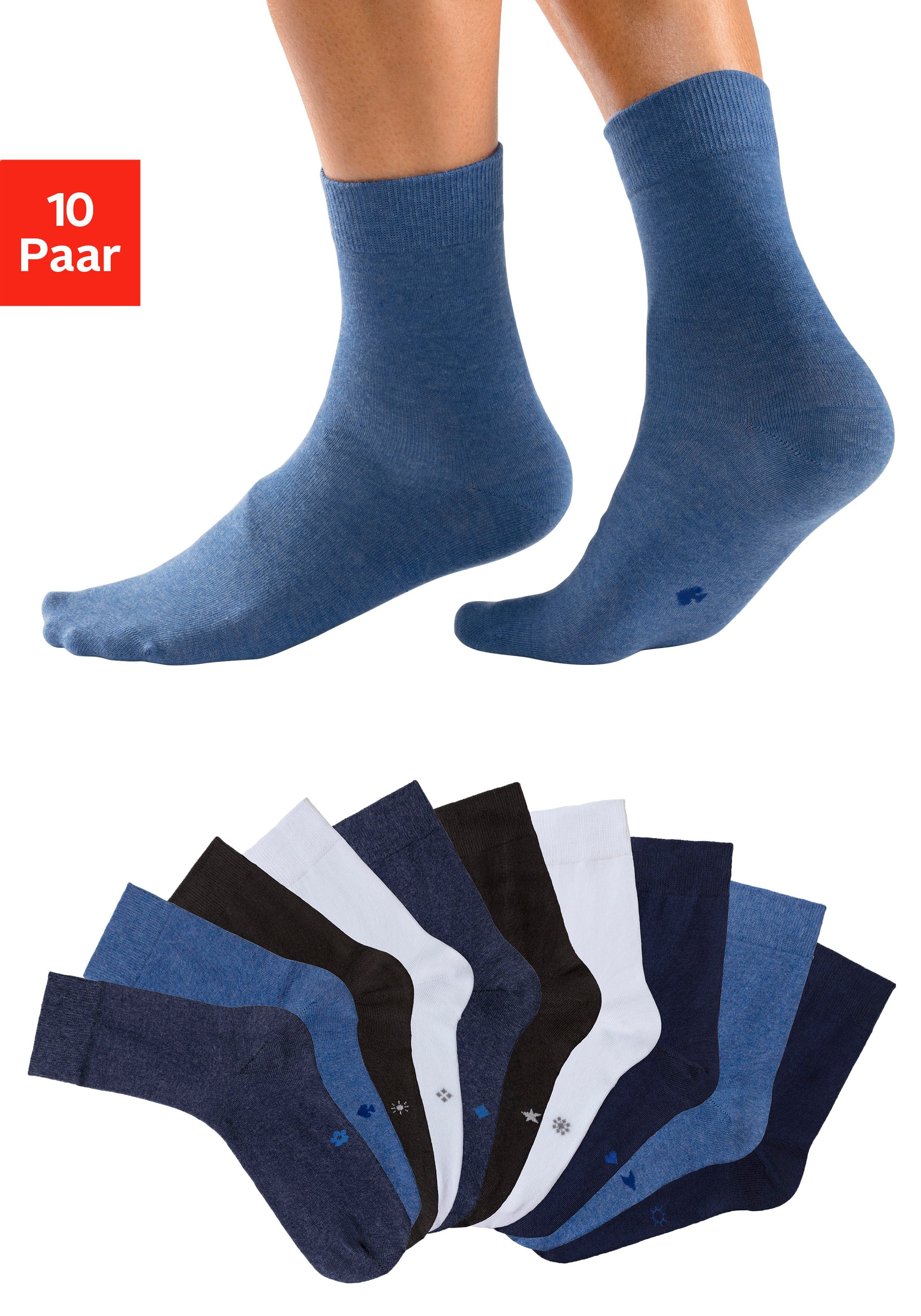 H.I.S Basicsocken (Packung, 10-Paar) mit eingestrickten günstig online kaufen