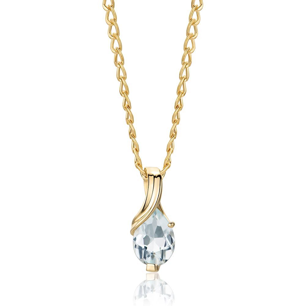 Miore Kette mit Anhänger MG9274N - aus 9 Karat 375 Gelbgold - mit Aquamarin Anhänger 0,55 Karat, Damenhalskette mit 45 cm Länge
