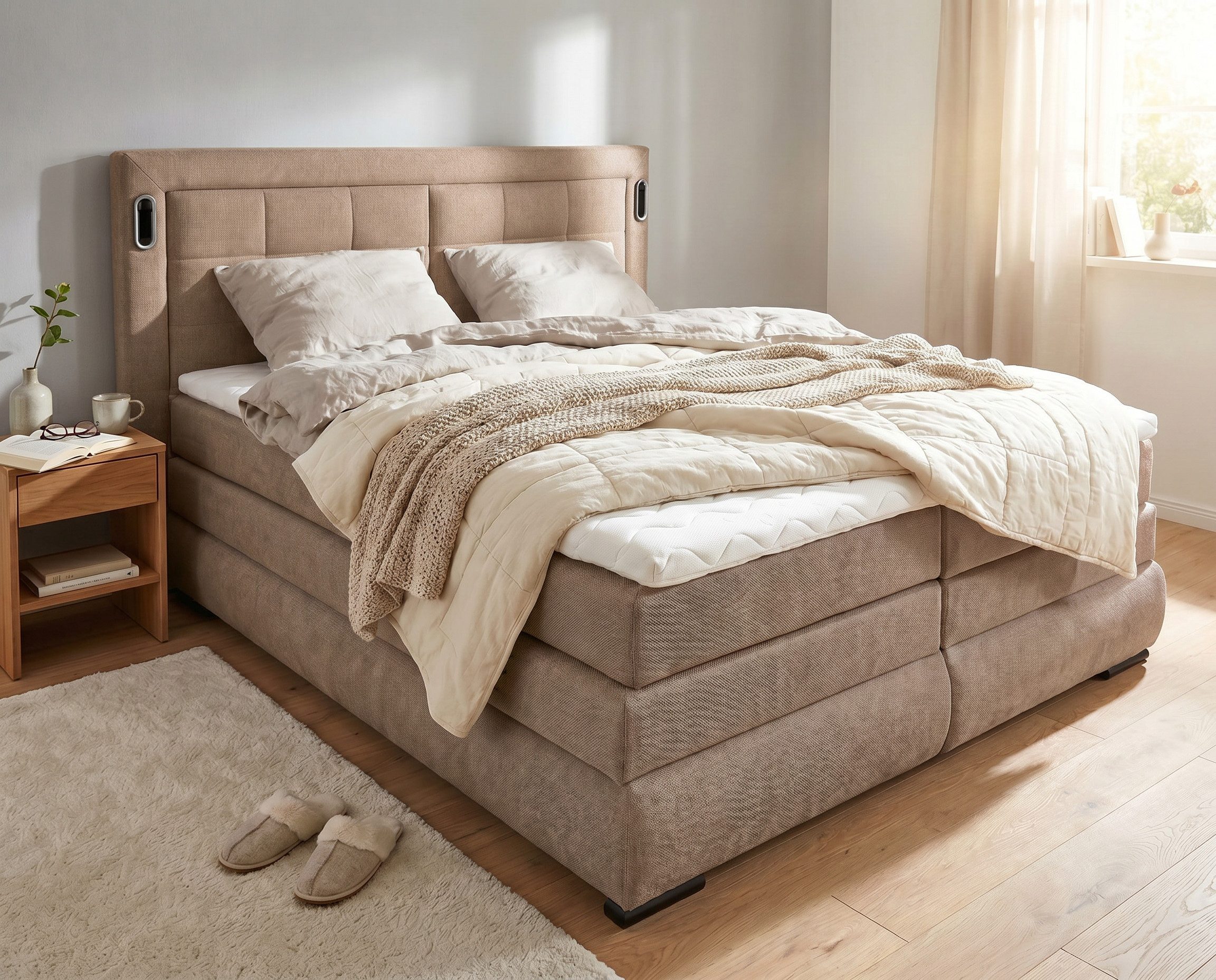 Boxspringbett MIVVA inkl. Bettkasten & Topper, Komfortliegehöhe: 67cm, Breite: 180cm