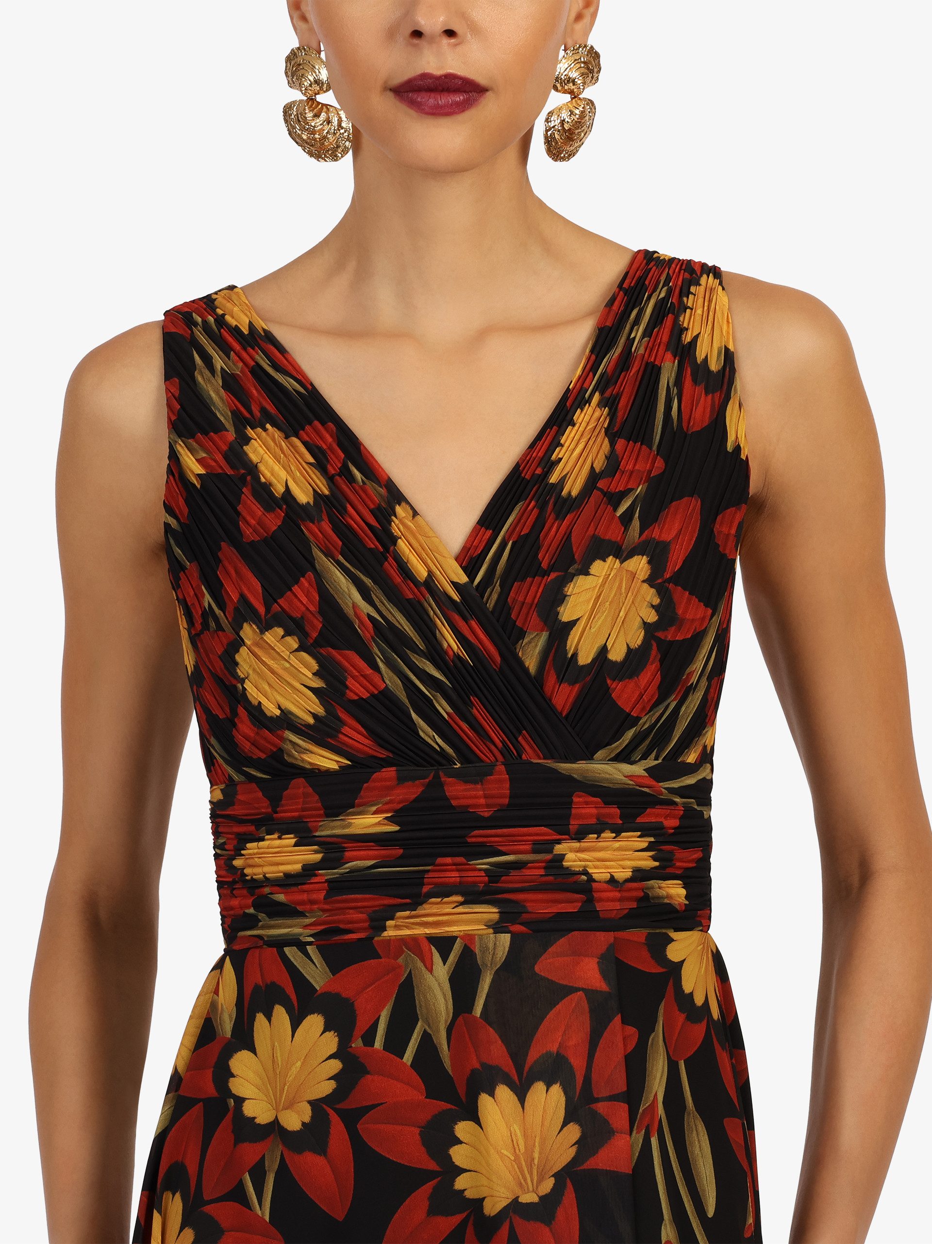 Kraimod Abendkleid mit Plisseefalten und floralem Muster – Bild 4 von 5