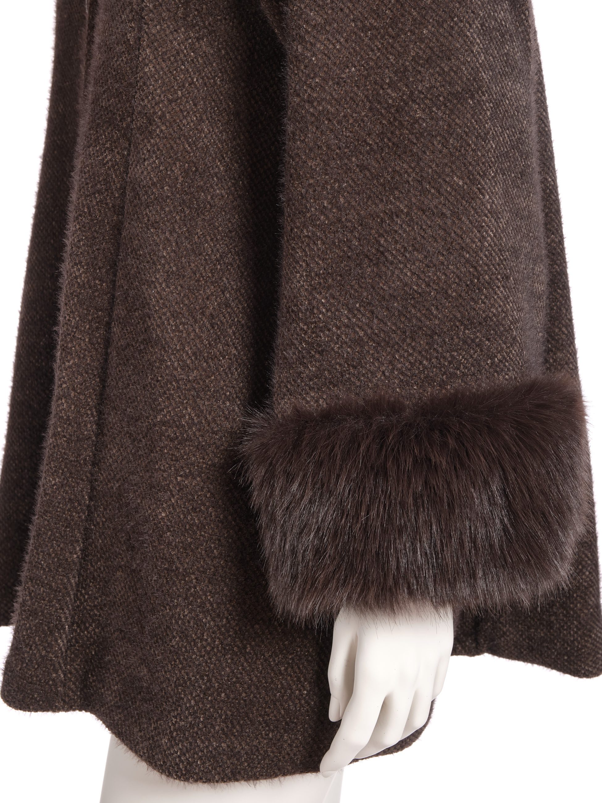 PEKIVESSA Winterjacke Elegante Jacke mit Fellimitatkragen gefüttert mit Kunstfell am Kragen und Ärmel – Bild 5 von 5