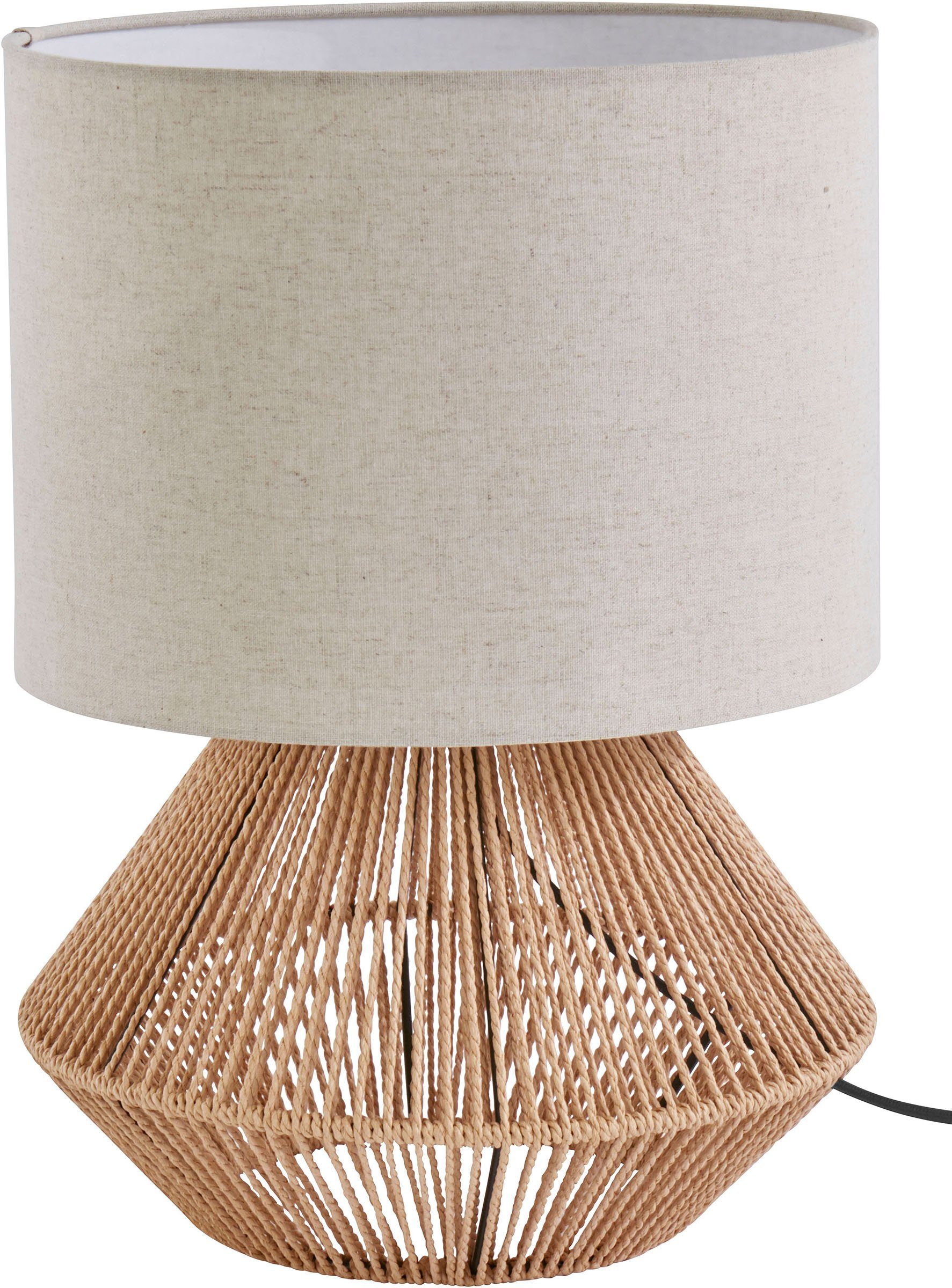 beige LeGer - Leuchtmittel, Tischlampe mit ohne / Schnur, Leinenschirm Zuri, braun/naturweiß/beige/beige Tischleuchte Home Lena Gercke Sisal Stoff by