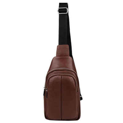 ITALYSHOP24 Schultertasche Unisex Leder Crossbody Bodybag Sling CrossOver Bag, leichtgewicht, als Umhängetasche & Schultertasche tragbar, extra Fächer