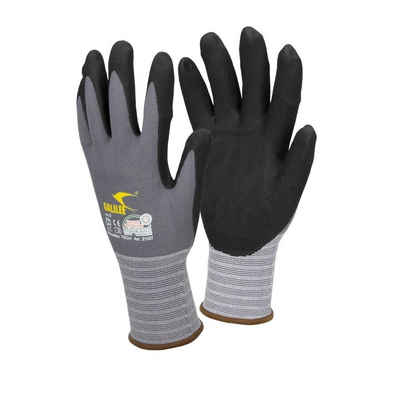 ECD Germany Arbeitshandschuh-Set Arbeitshandschuhe Mechanikerhandschuhe Montagehandschuhe 12 Paar Größe 9-L Grau-Schwarz Mikro-Nitrilschaum-Beschichtung