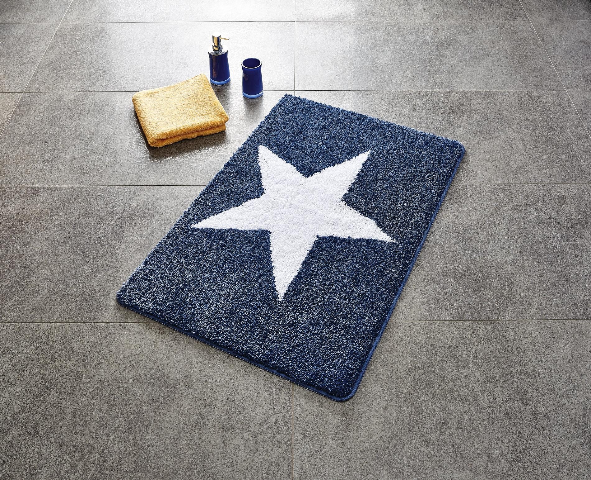 Ridder Badematte Star blau, Höhe 1.8 günstig online kaufen