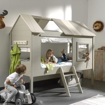 Kindermöbel 24 Hausbett Jelany inkl Dachüberbau + Vorhangset