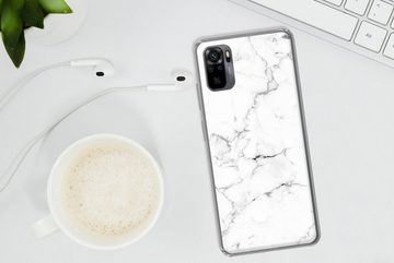 MuchoWow Handyhülle Marmor - Weiß - Grau - Luxus - Marmoroptik - Strukturiert, Phone Case, Handyhülle Xiaomi Redmi Note 10, Silikon, Schutzhülle