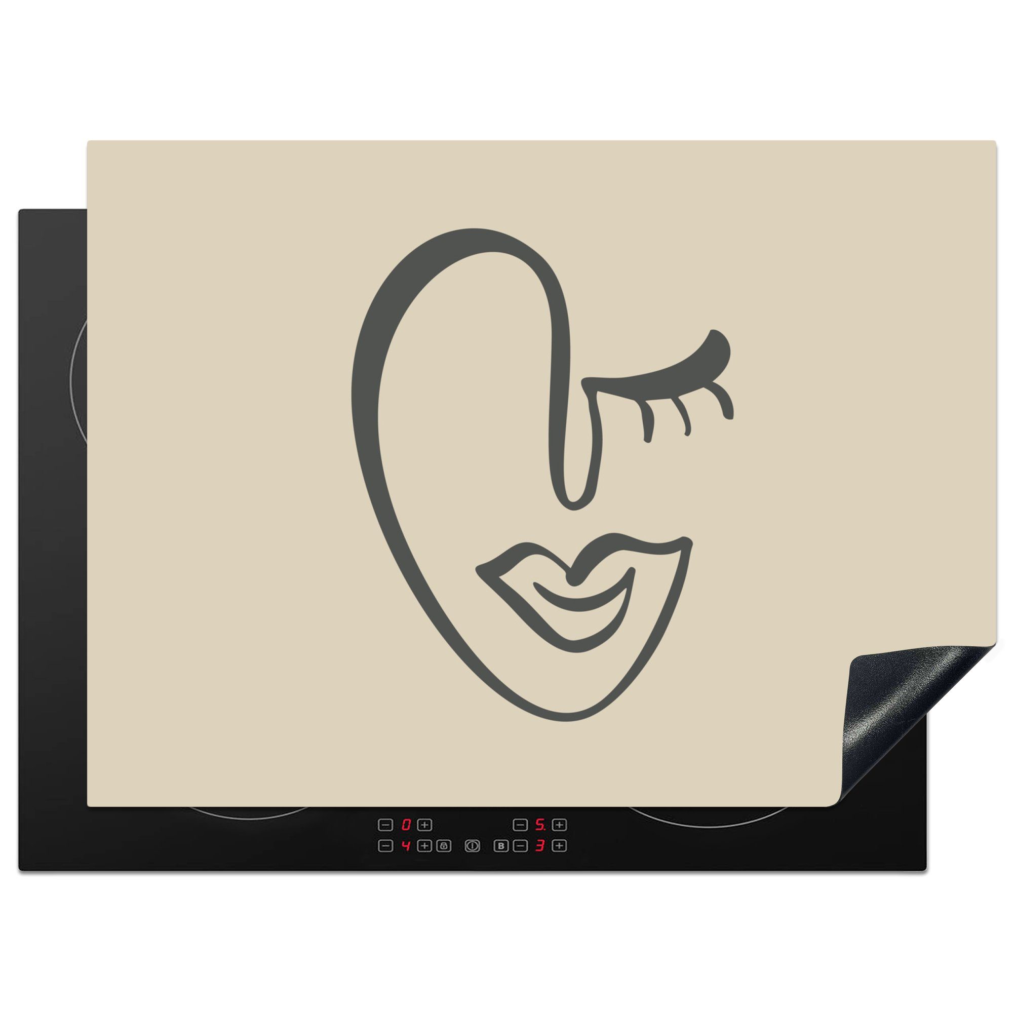 MuchoWow Herdblende-/Abdeckplatte Frau - Gesicht - Lippen, Vinyl, (1 tlg), 71x52 cm, Induktionskochfeld Schutz für die küche, Ceranfeldabdeckung