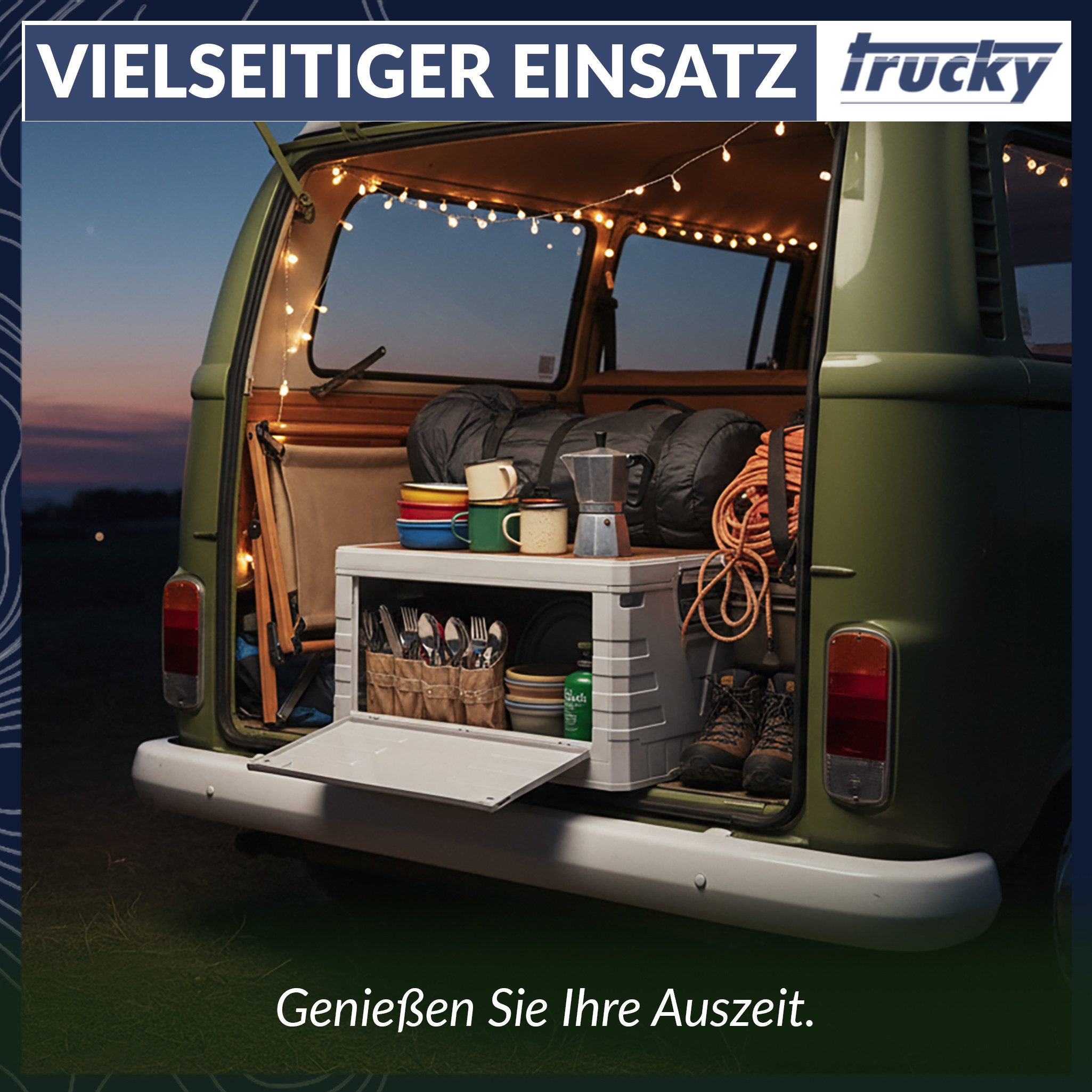 Trucky Faltbox Storage Box Camping Klappbox Klappkiste faltbar Beige Auswahl – Bild 3 von 5