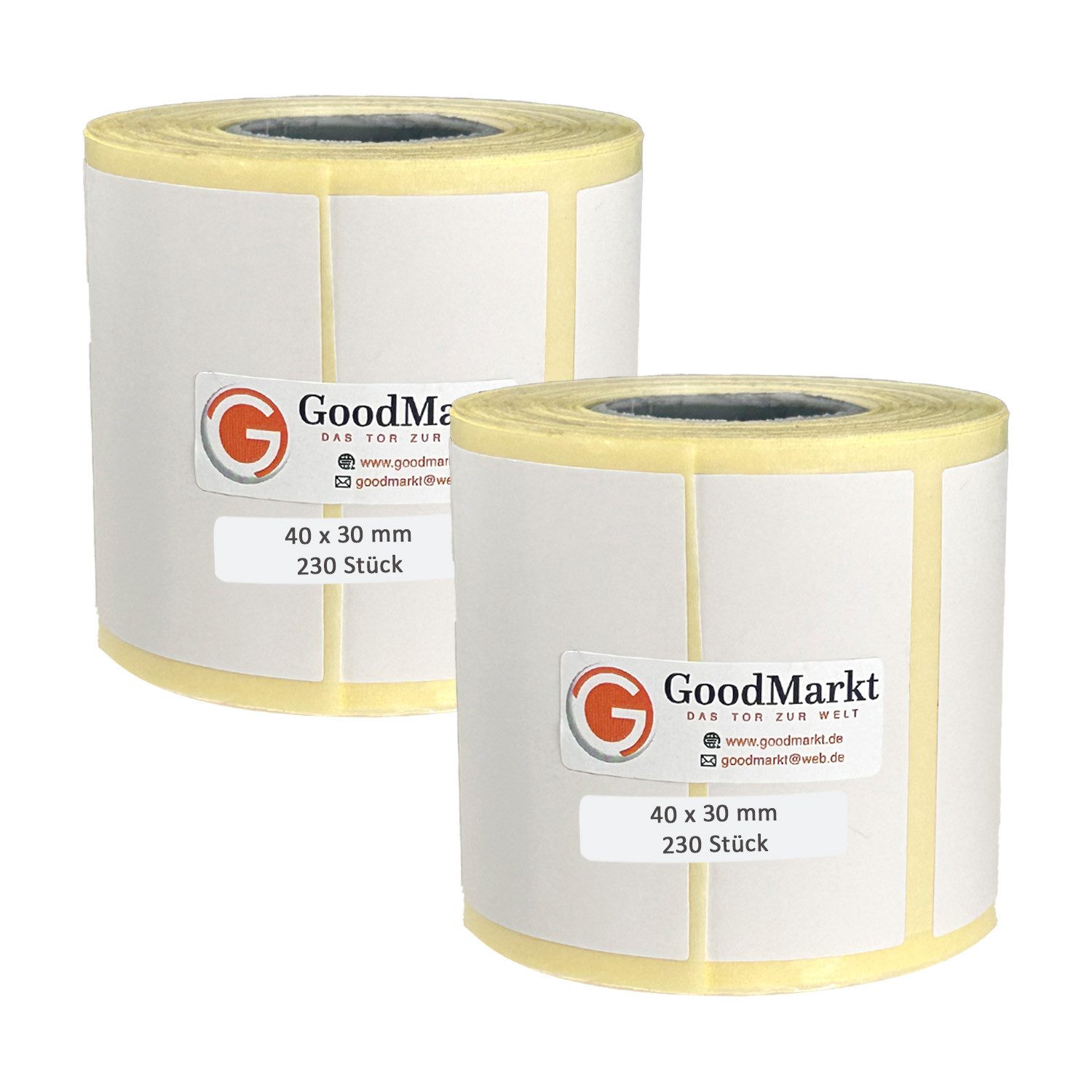 GoodMarkt Etiketten 40x30mm Selbstklebende Thermo Etiketten auf Rolle 230 Labels, Adressetiketten Haushaltsetiketten Bedruckbar Aufkleber für Büro Küche