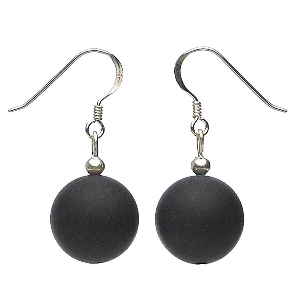 Paar Ohrhänger Ohrhänger aus Onyx & 925 Silber, mattiert