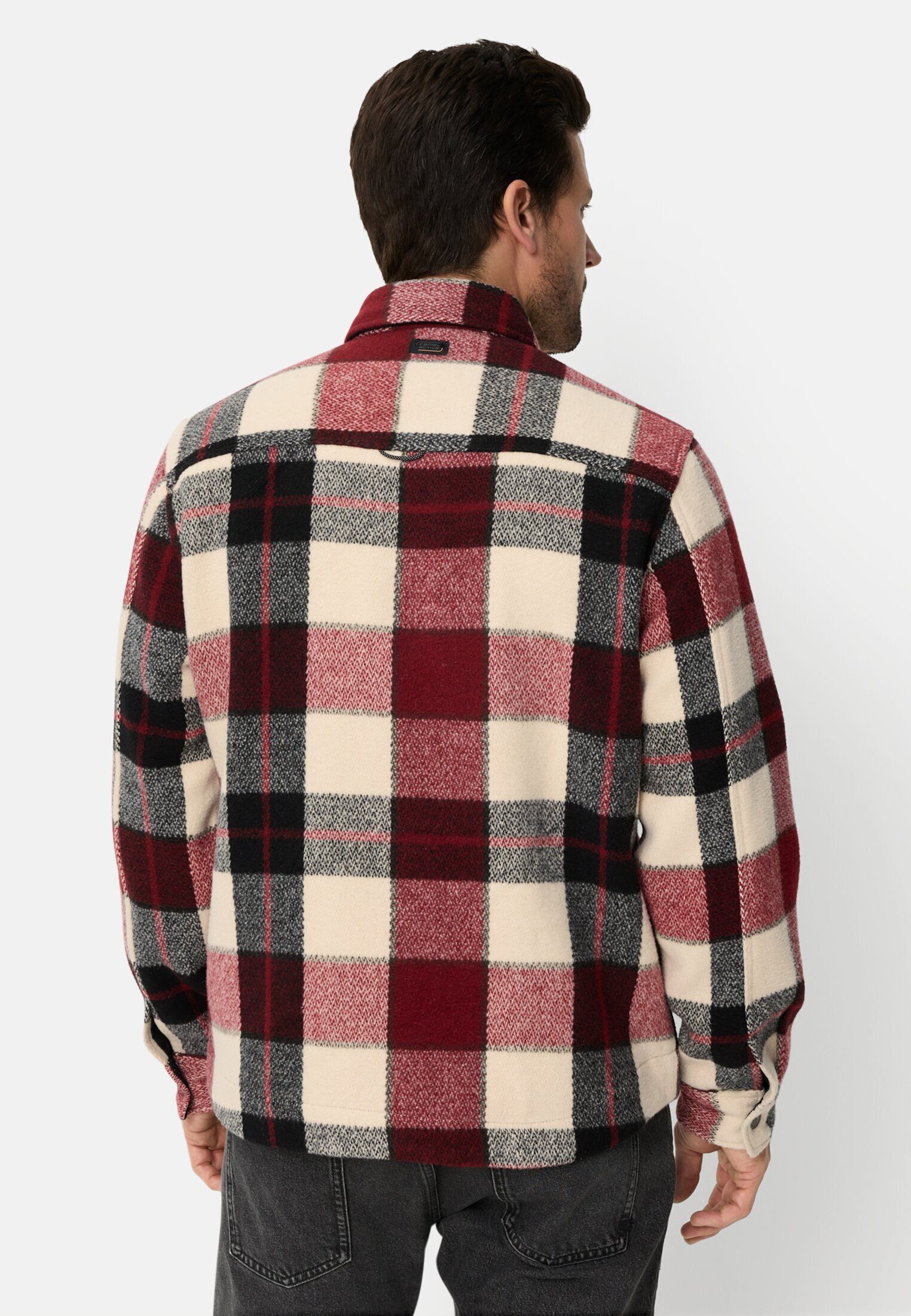 camel active Hemdjacke mit Seitentaschen Langarm Markenlogo