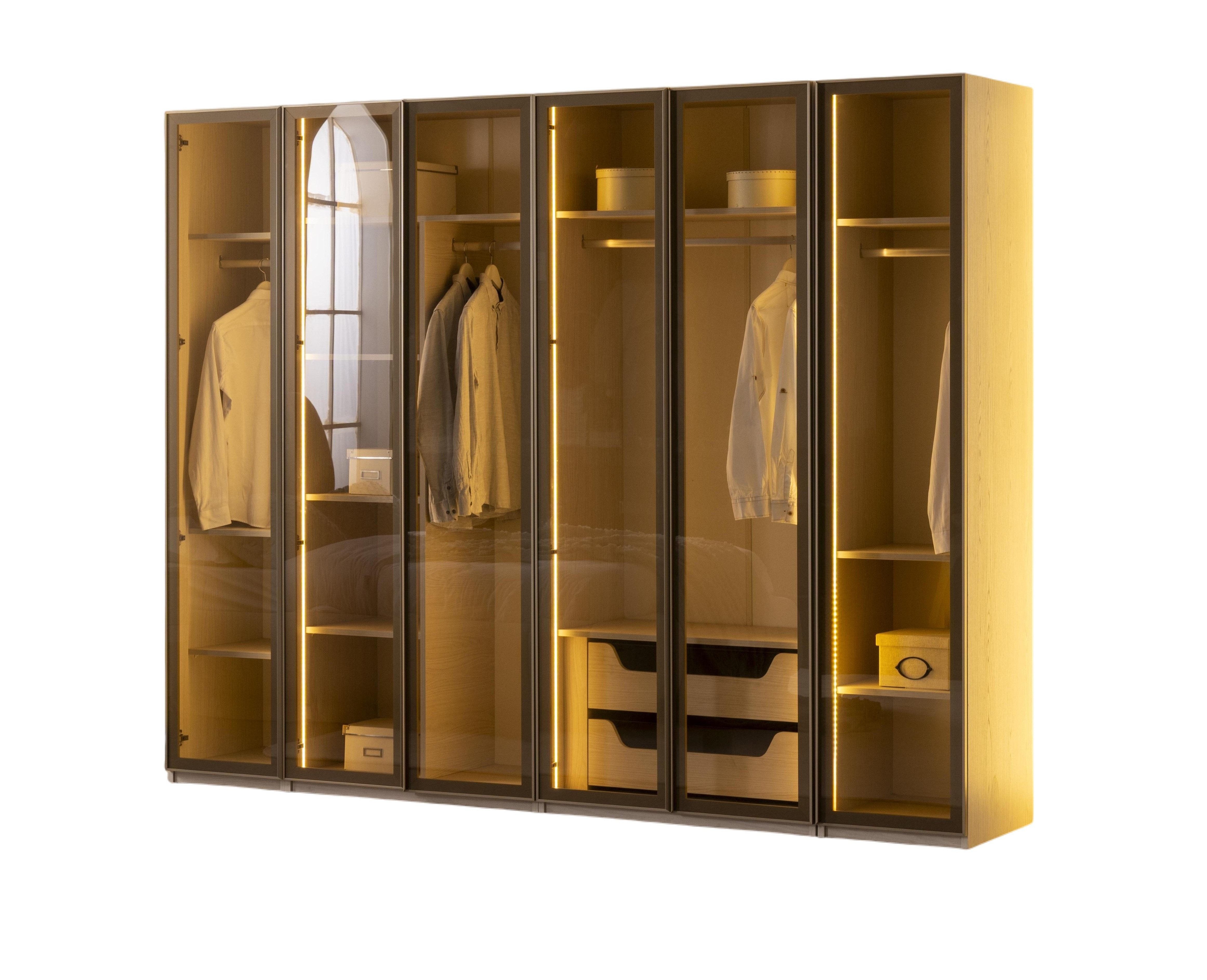JVmoebel Kleiderschrank Kleiderschrank Harmonie in Beige mit Spiegel und Schubladen Made in Europe