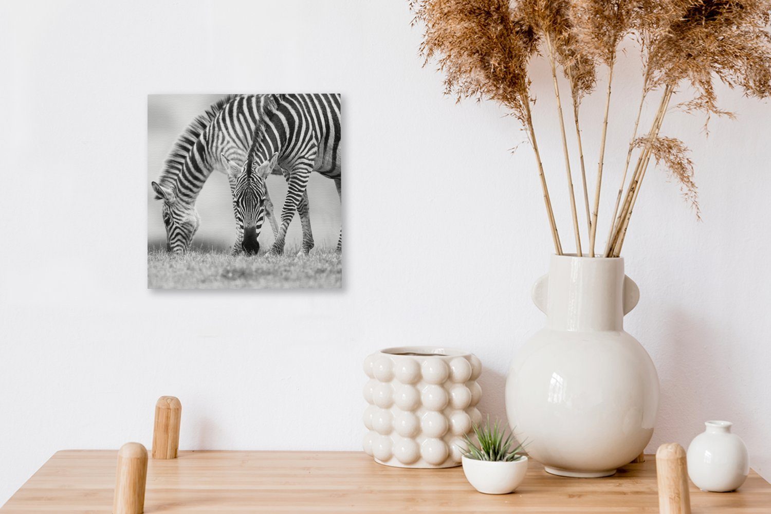 (1 für OneMillionCanvasses® Bilder St), Zebras, Leinwand Schlafzimmer Leinwandbild Weidende Wohnzimmer