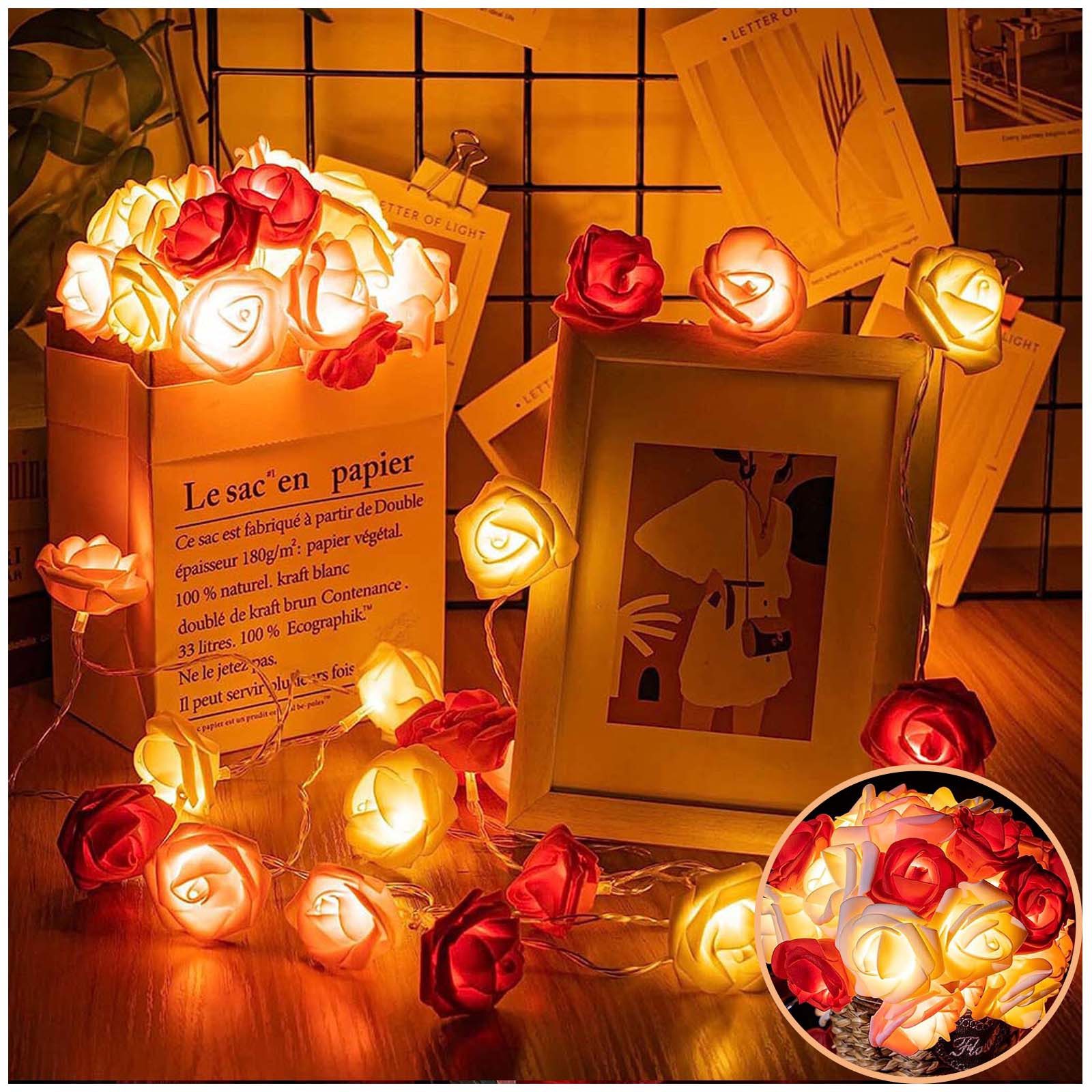 MUPOO LED-Lichterkette LED Nachtlicht 3M 20LEDs Girlande,Kunstblume Rose Wa günstig online kaufen