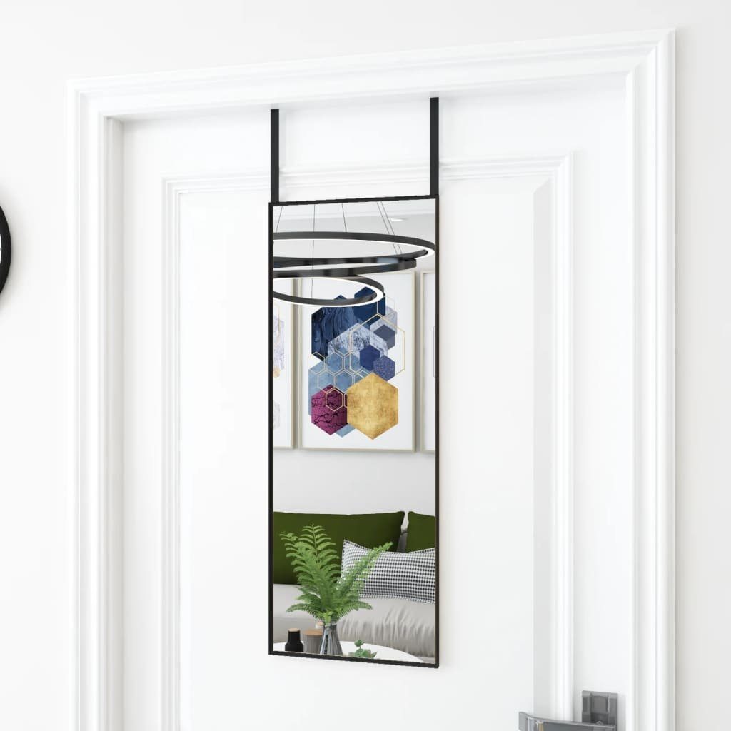 furnicato Wandspiegel Türspiegel Schwarz 30x80 cm Glas und Aluminium