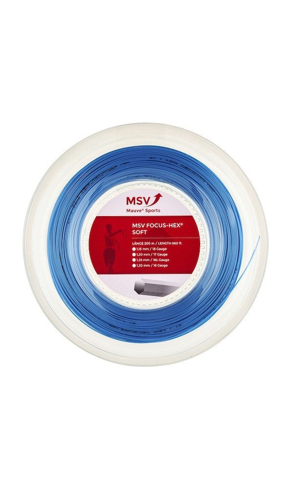 MSV Tennissaite Focus Hex Soft 1.15 (Haltbarkeit+Touch) hellblau 200m Rolle, Saitendicke: 1.15