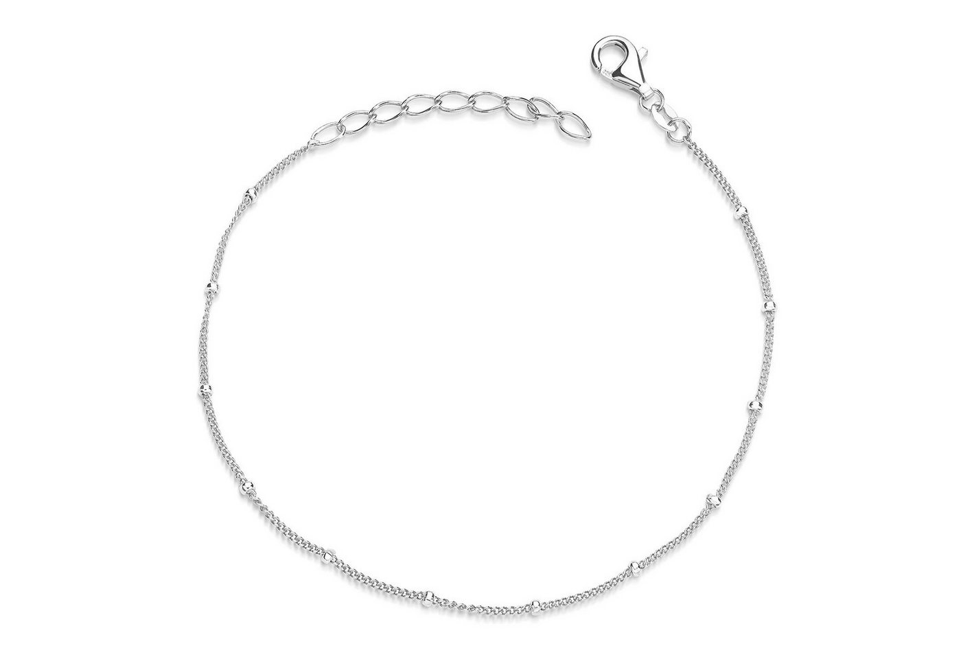 Materia Armkette Damen Panzerkette Kugeln 17-20cm SA-66, 925 Sterling Silber