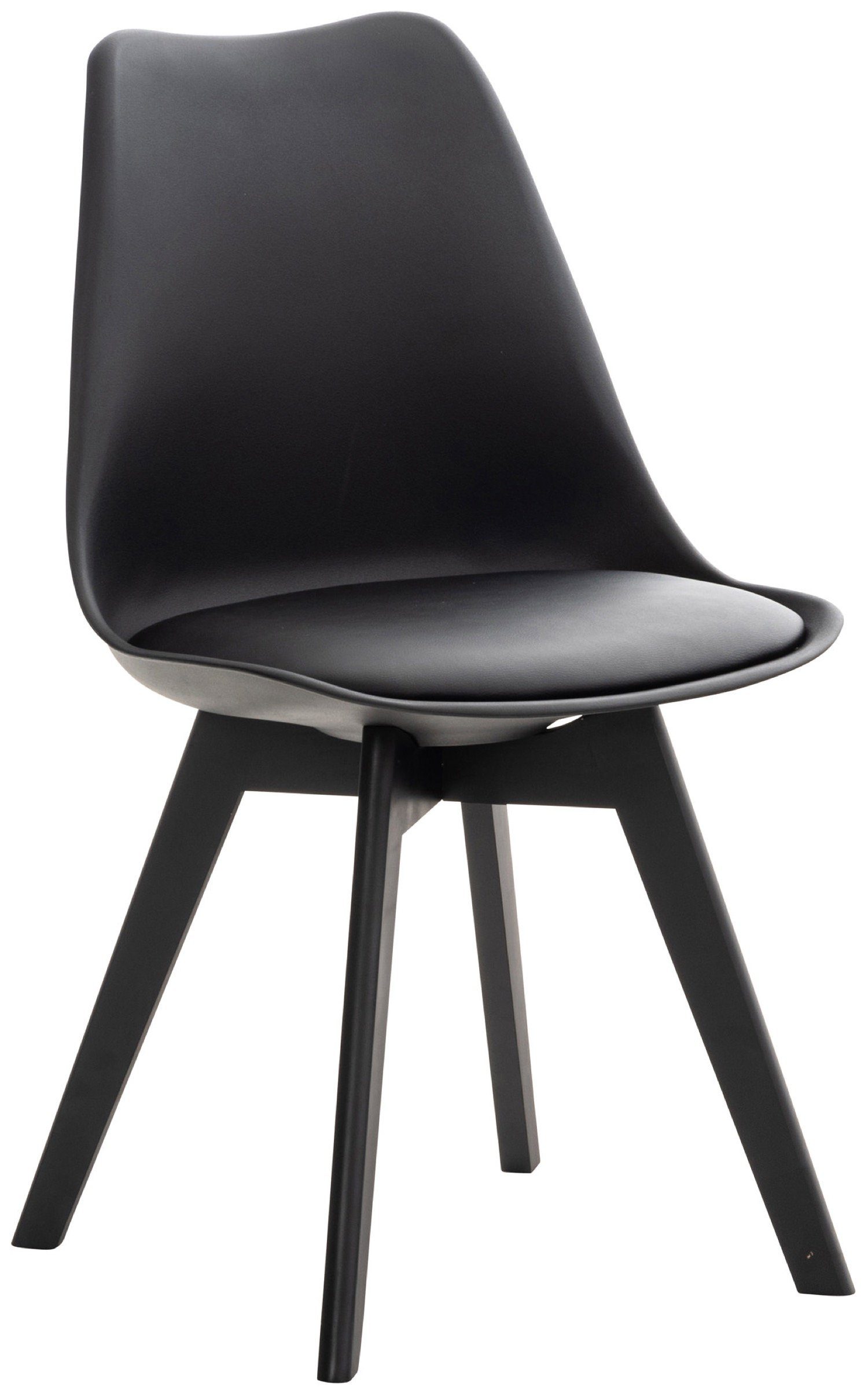 TPFLiving Esszimmerstuhl Lines - Besucherstuhl mit Kunstlederbezug (Küchenstuhl - Gestell Buchenholz natura), Maße (TxBxH): 50 x 49 x 83cm - Farbe: schwarz/schwarz
