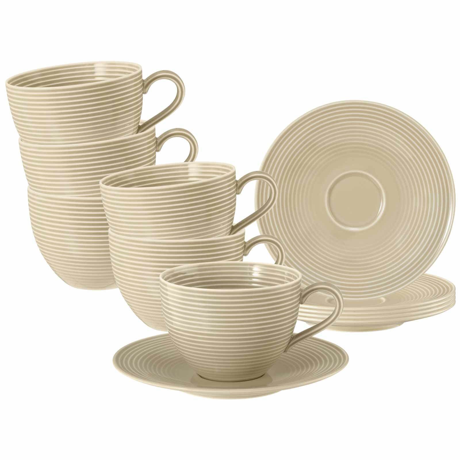 Seltmann Weiden Tasse Beat Color Glaze Milchkaffeetassen mit Untertassen, 12-tlg., Porzellan