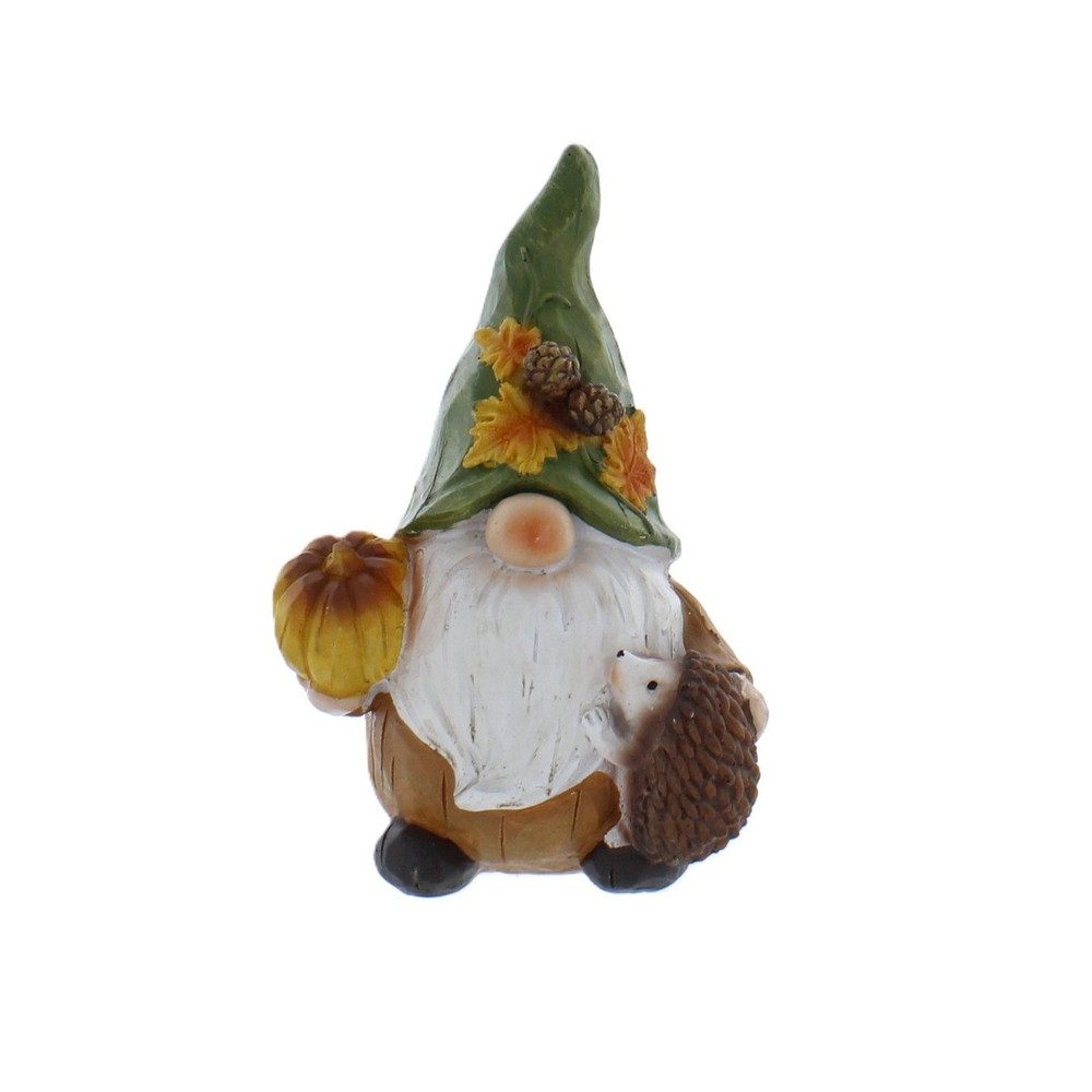 MICA Dekofigur Wichtel mit Kürbis und Igel - ca. 12,5 x 10 x 18 cm